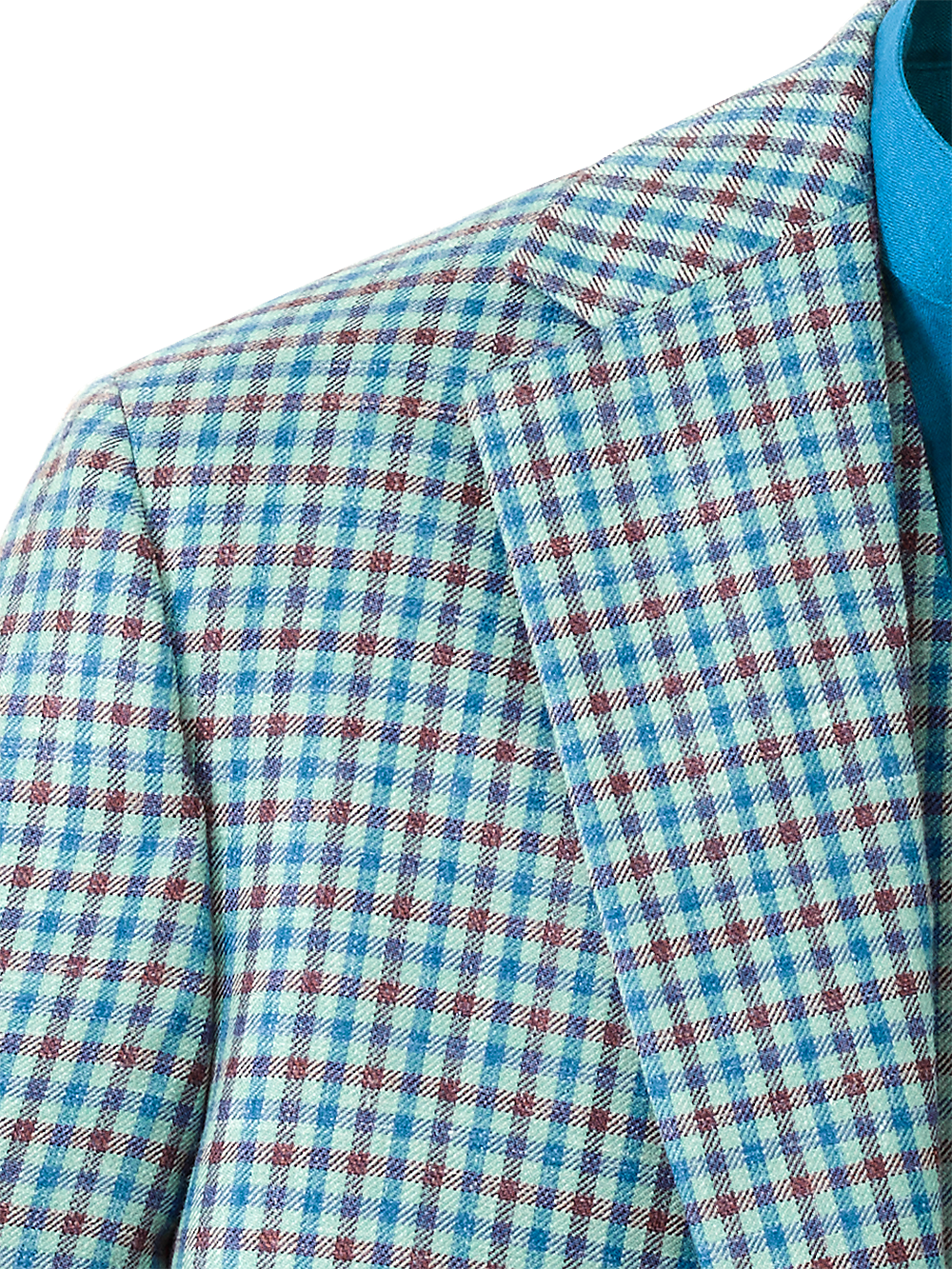 Premium Wool Blend Check Notch Lapel Sport Coat for Men - Blue & Burgundy Plaid Blazer | Business Casual, Office Wear & Wedding Attire