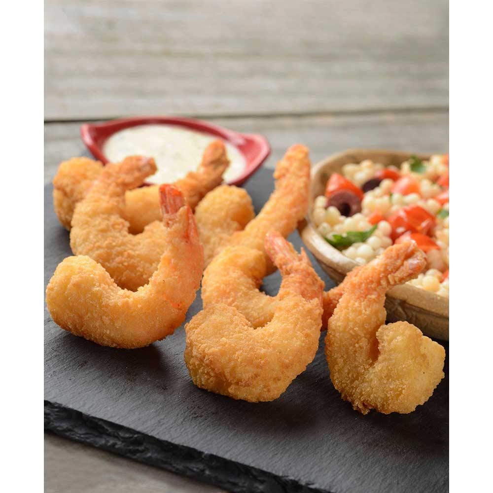 Mariner Jack Americana Panko Breaded Shrimp 16-20 Count (2lb) - Round Tail On, 6 Pack Case - Perfect for Appetizers, Parties & Seafood Dinners