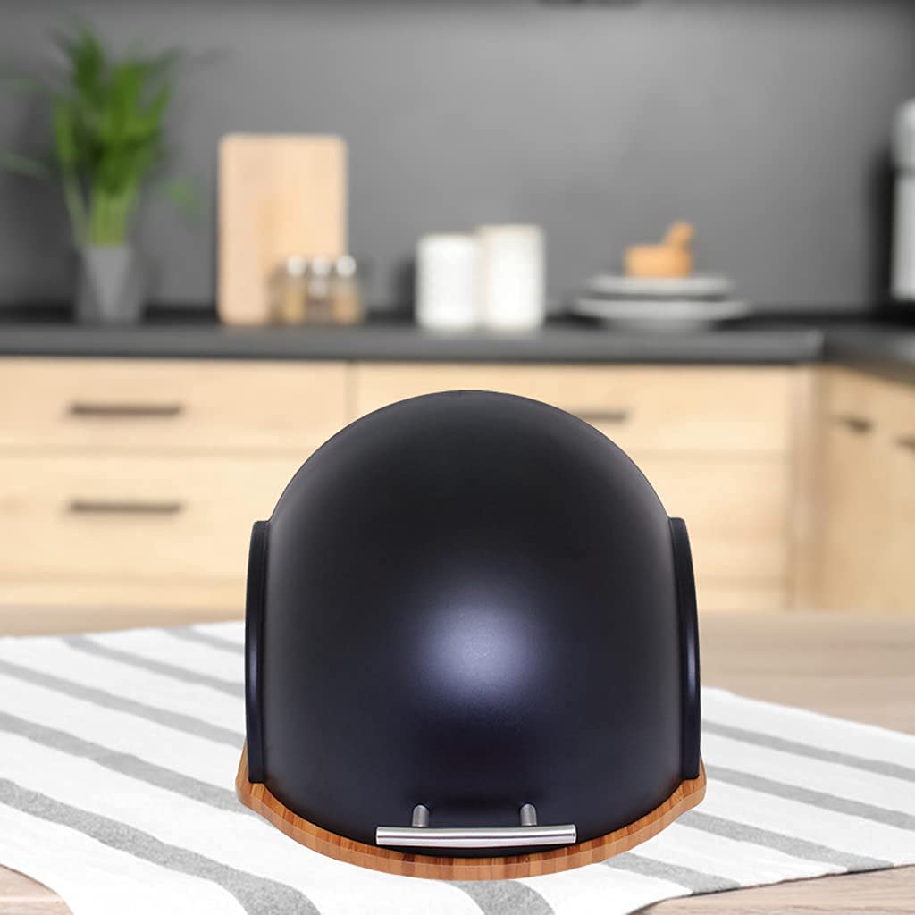Bread Storage Container with Rolling Top Lid - Helmet Style Kitchen Food Storage Box for Pastries, Pancakes, Bread (Black) | Perfect for Countertop Organization & Fresh Food Keeping
