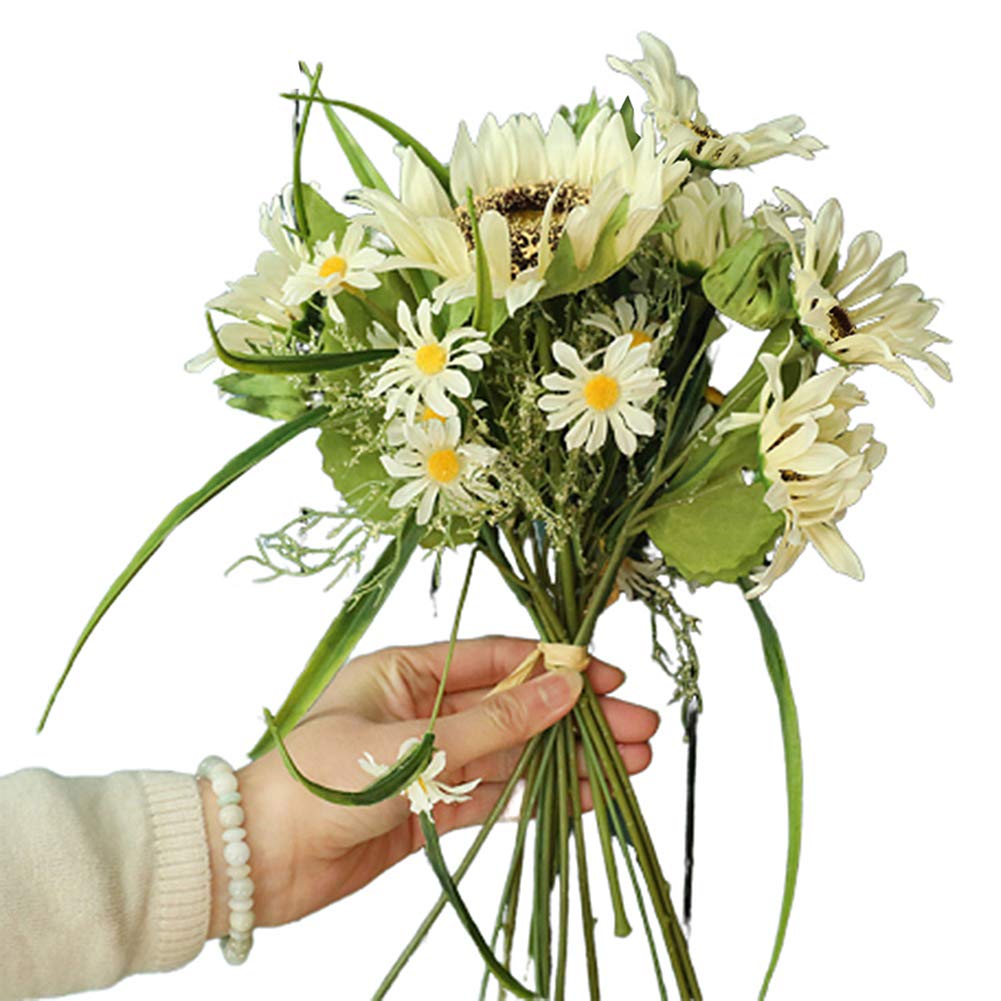 Lucare Artificial Sunflower Bouquet - 12 Pack Fake Sunflowers for DIY Home Decor, Wedding Centerpieces, Garden Party, Office Desk, and Table Decorations - Realistic UV Resistant Faux Flowers for Indoor and Outdoor Use