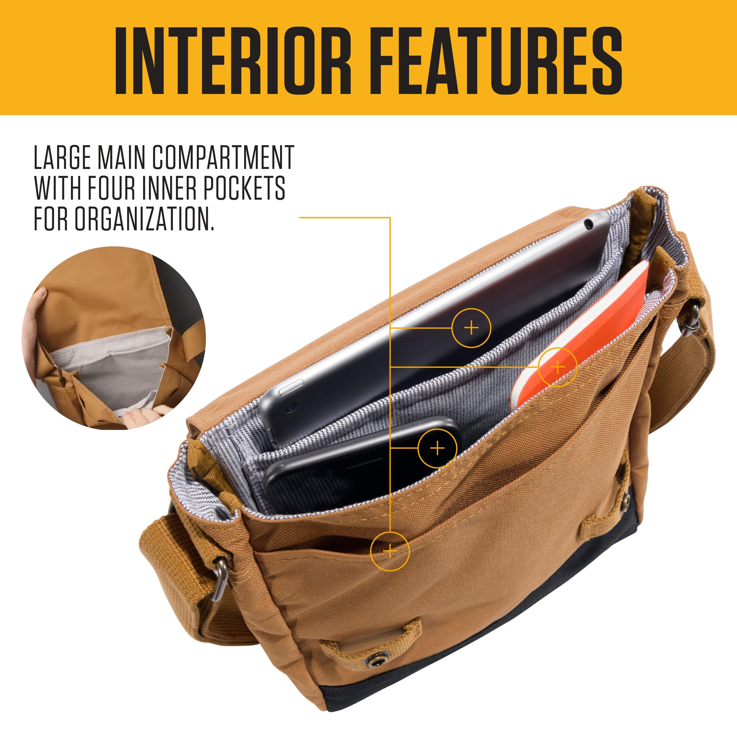 Carhartt Durable Adjustable Crossbody Bag with Flap Over Snap Closure - Perfect for Work, Travel & Outdoor Adventures