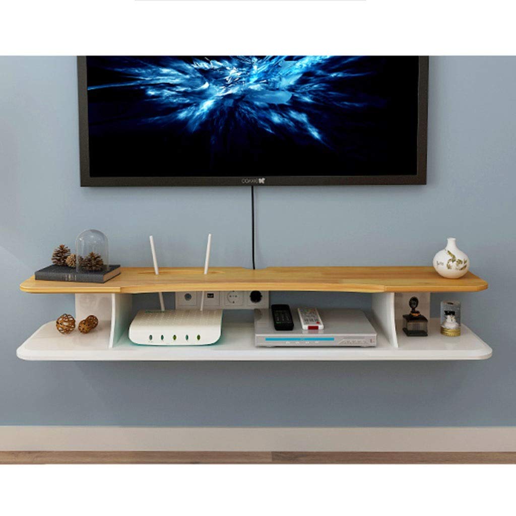 Wall Mounted Floating Shelf - 100cm WiFi Router Rack, TV Cabinet & DVD Storage Shelf with Cable Management | Perfect for Living Room, Bedroom & Home Office Organization