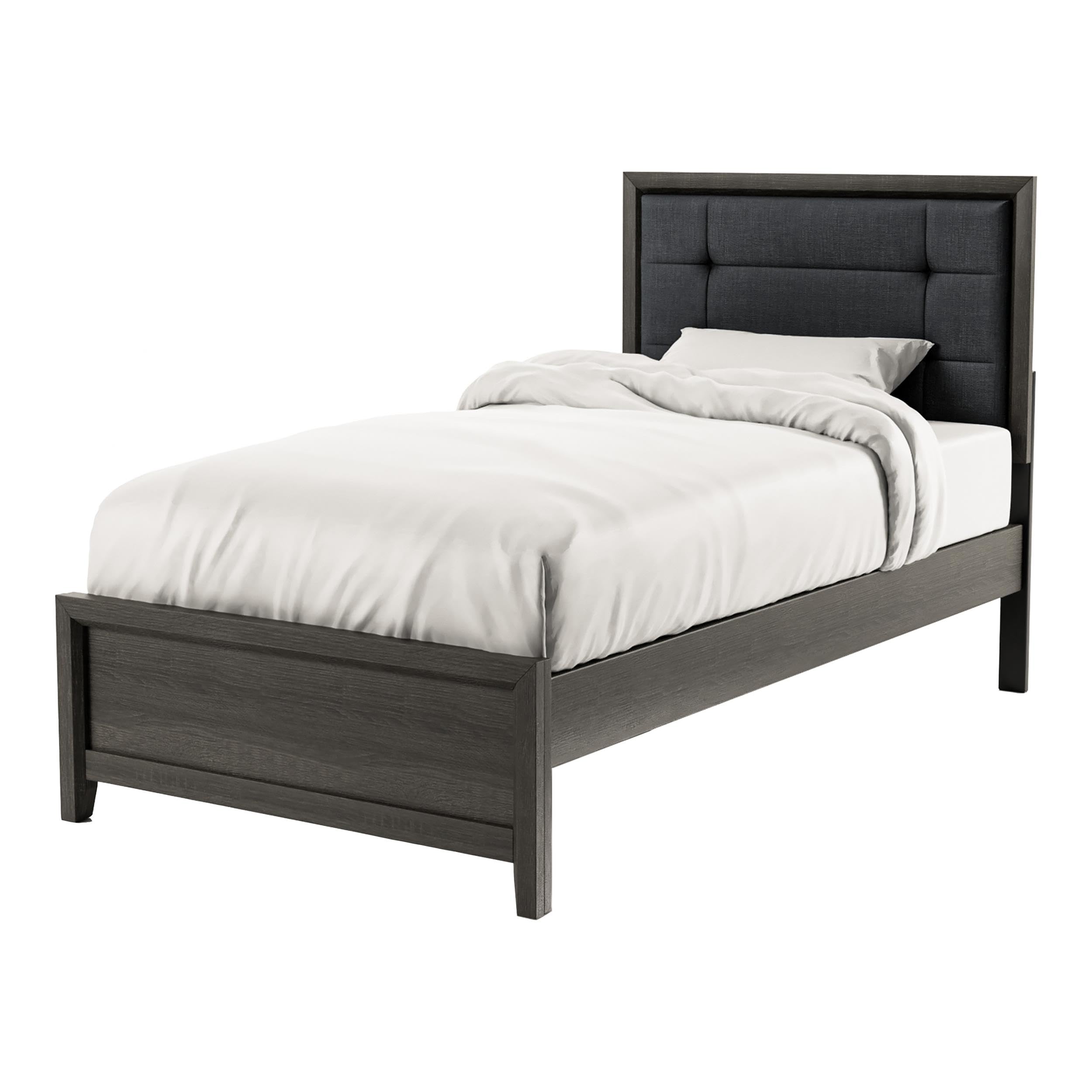 Furniture of America FOA Livorn 5-Piece Gray Wood Bedroom Set - Twin Bed, 2 Nightstands, Dresser & Mirror | Complete Bedroom Furniture for Small Spaces & Guest Rooms