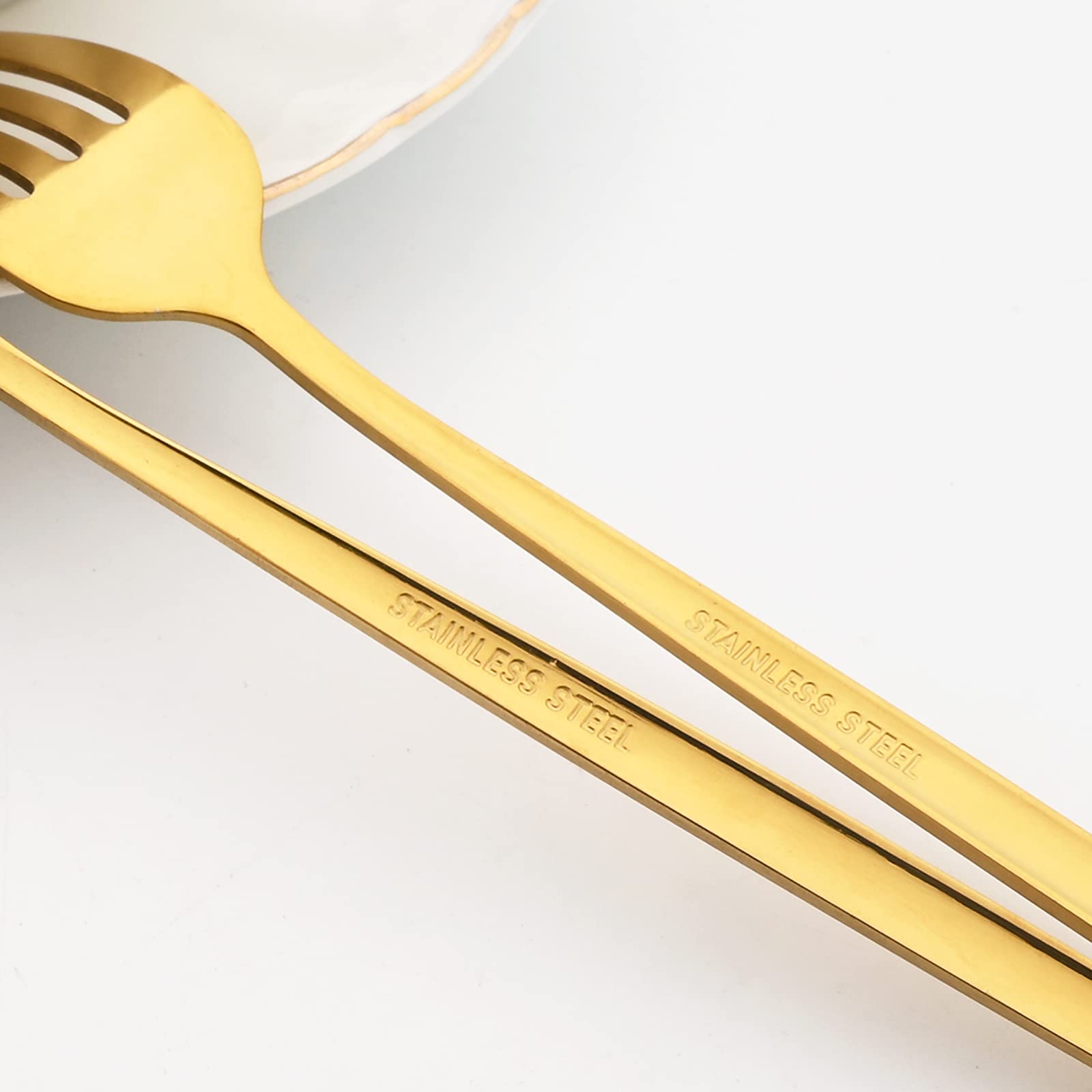 12-Piece Stainless Steel Salad Forks Set - 18/0 Mirror Polished Gold Dessert Forks, 7.48-Inch Modern Flatware for Parties, Weddings & Fine Dining