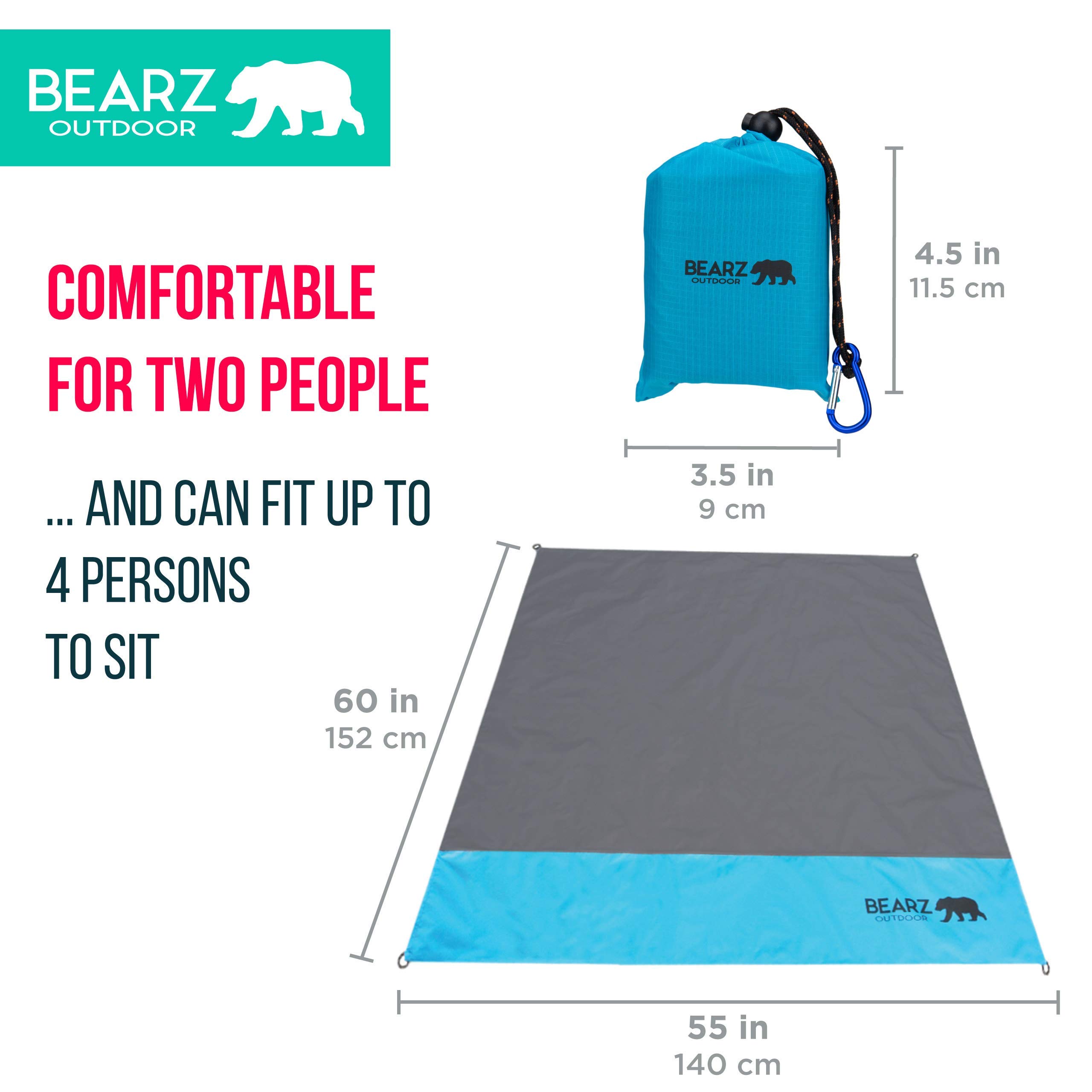 **Waterproof Pocket Picnic Blanket with Stakes - Portable Travel & Beach Mat for Outdoor Camping, Picnics, Hiking - Lightweight, Durable & Sand-Resistant (Blue)**    *Perfect for beach outings, park picnics, camping trips, hiking adventures, and outdoor concerts.*