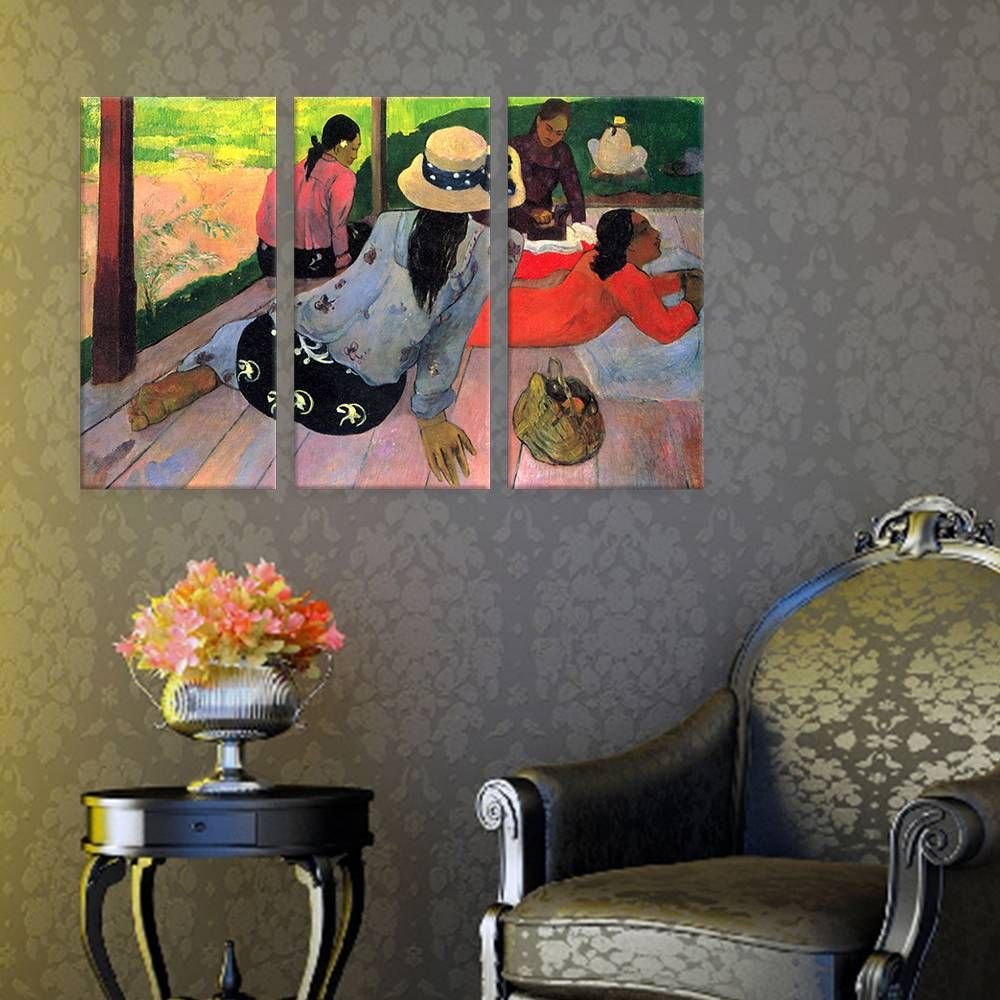 Paul Gauguin The Midday Nap Siesta 3-Panel Canvas Art Print - 36