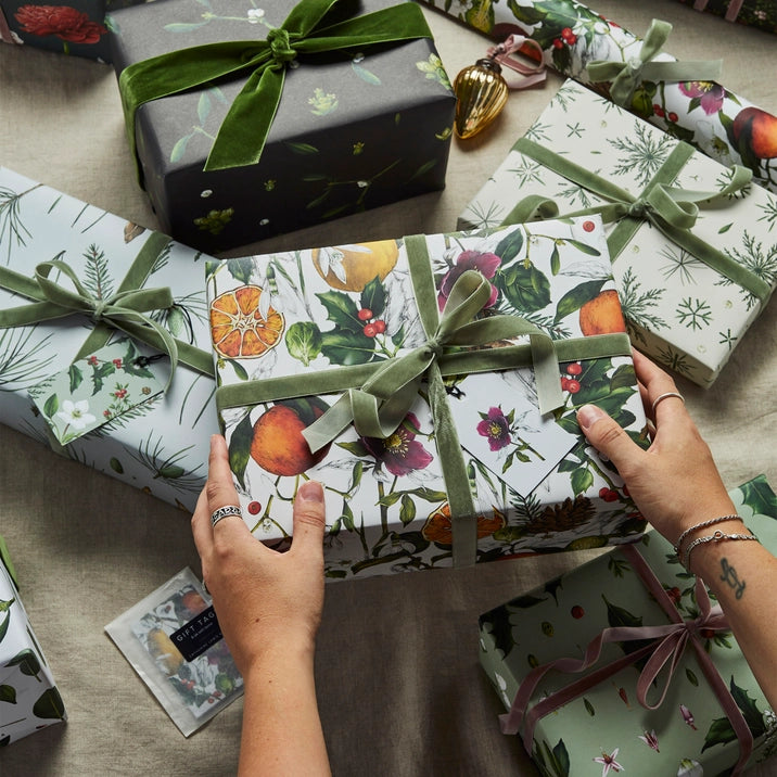 Festive Holiday Wrapping Paper - The Botanist Archive Collection | Elegant Botanical Design for Christmas Gifts, Party Decor & Special Occasion Presents