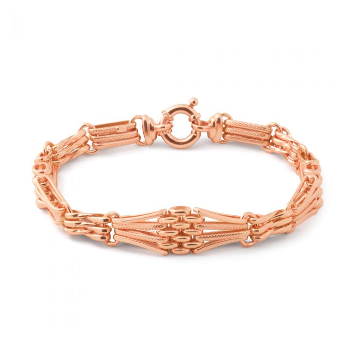9ct Rose Gold Silver Filled 21cm Ladies Bracelet - Elegant Gate Design for Women's Jewelry Collection | Perfect for Parties, Weddings & Daily Wear