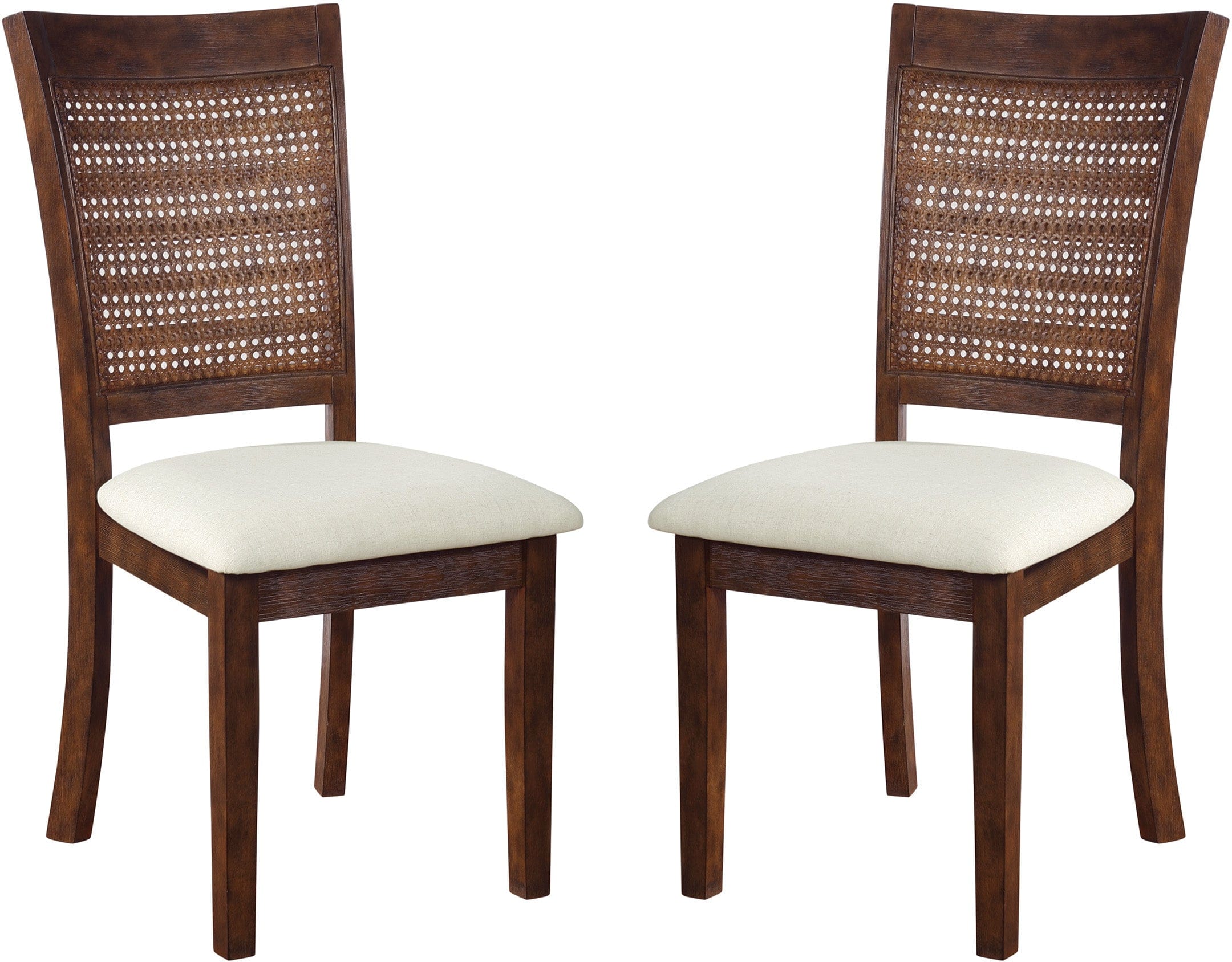 Office Star Walden Cane Back Dining Chairs - Set of 2, Natural Rattan Weave, Comfortable Upholstered Seat - Perfect for Dining Room, Kitchen, or Home Office