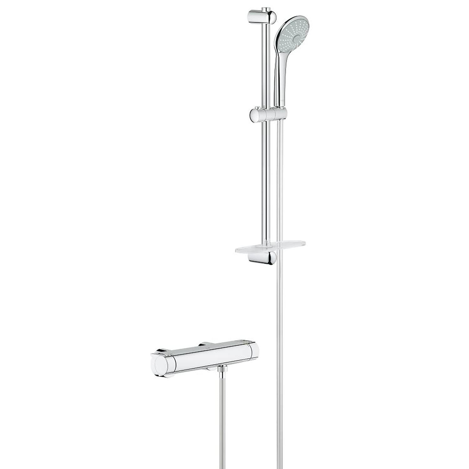 GROHE 34195001 Grohtherm 2000 Thermostatic Shower Mixer - Modern Bathroom Faucet with Temperature Control for Spa-Like Shower Experience