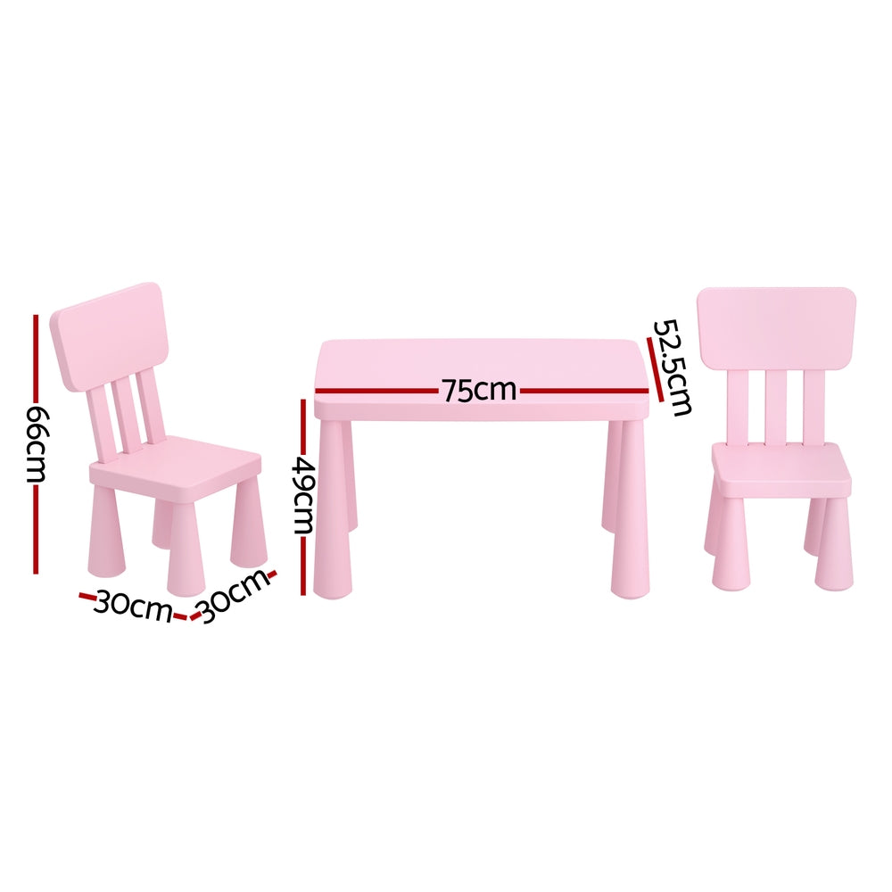 Keezi Kids Table and 2 Chairs Set - Pink Children's Furniture for Playroom, Classroom & Home Learning Activities