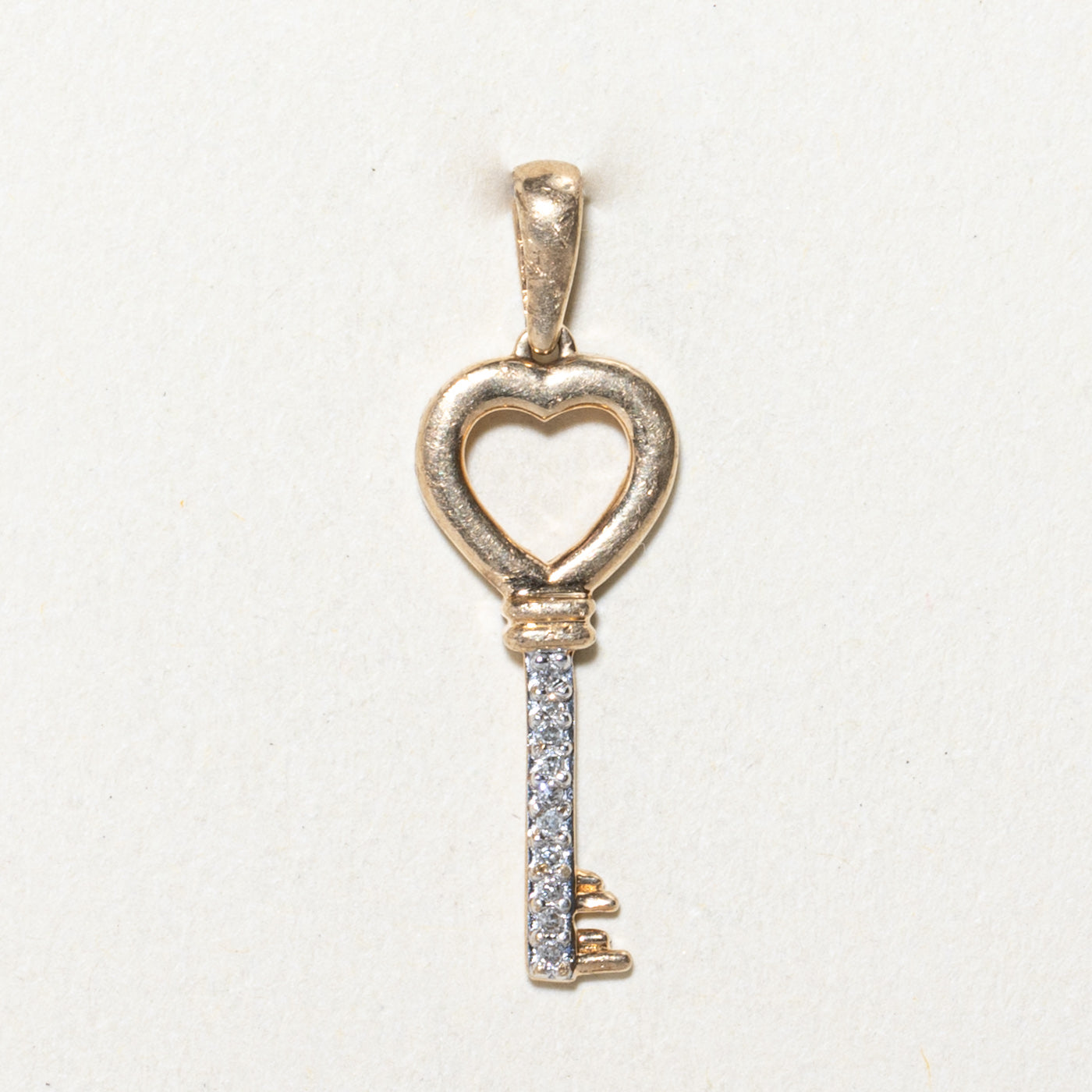 0.03ctw Diamond Heart Key Pendant Necklace - Elegant Jewelry Gift for Women, Valentine's Day, Anniversary & Special Occasions