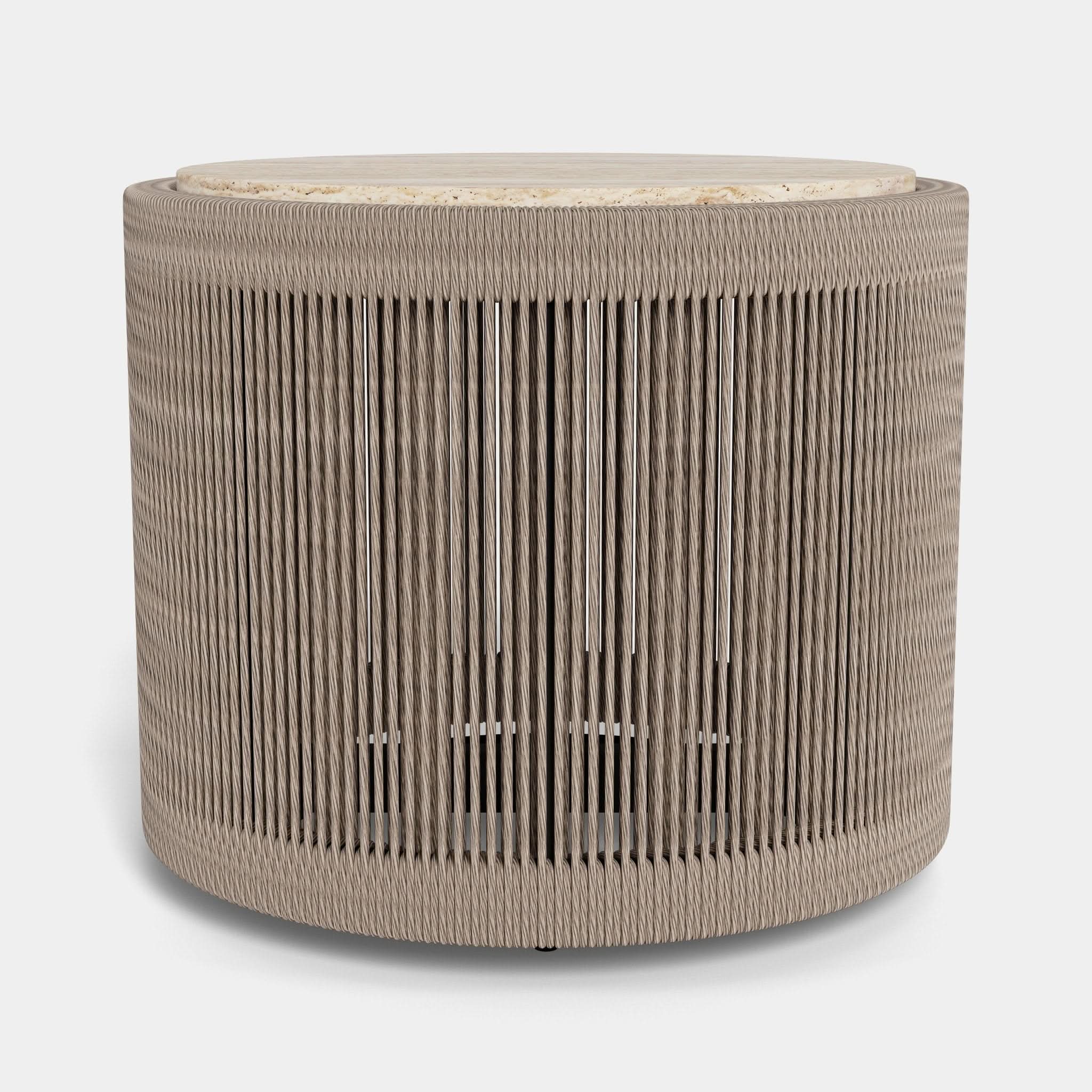 Round Side Table - Modern Formentera Style End Table for Living Room, Bedroom, or Patio - Sturdy & Stylish Accent Table for Home Decor