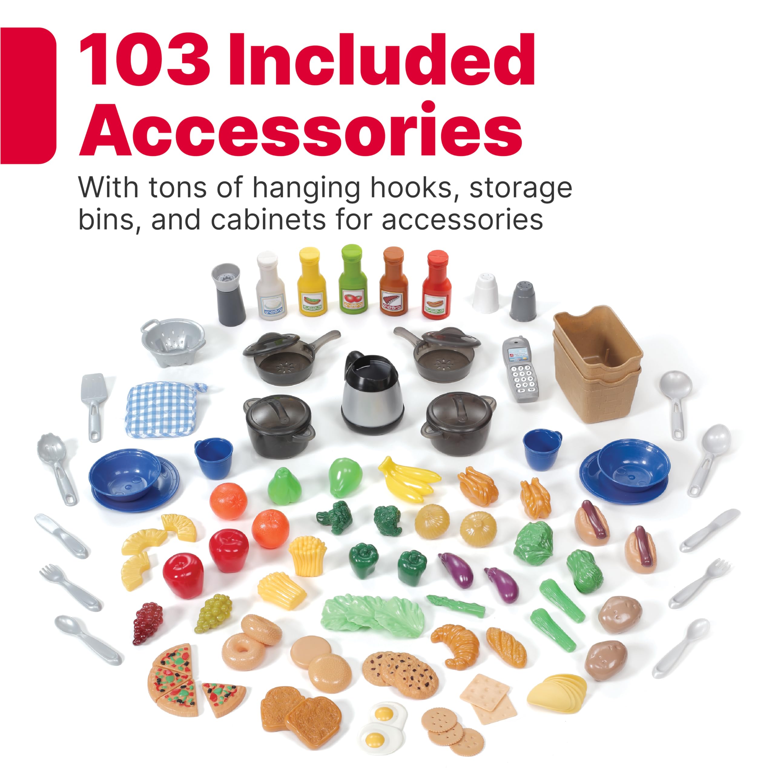 Step2 Grand Walk-In Kitchen & Grill Kids Playset - Indoor/Outdoor Pretend Play Kitchen with Lights & Sounds - 103-Piece Durable Plastic Toy Accessories for Toddlers Ages 2+ (Brown/Tan) - Perfect for Backyard, Playroom & Preschool Imaginative Play