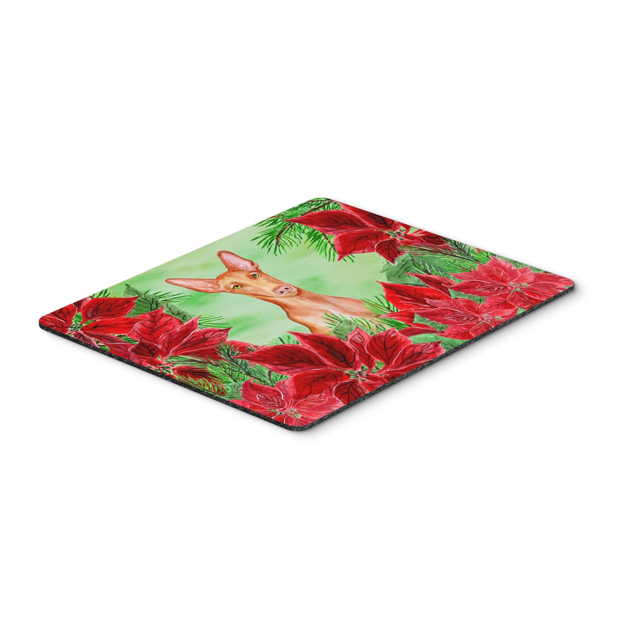 Pharaoh Hound Poinsettia Mouse Pad - Large Washable Non-Slip Desk Mat for Home Office, Gaming & Computer Work | Holiday-Themed Hot Pad & Trivet for Kitchen Decor