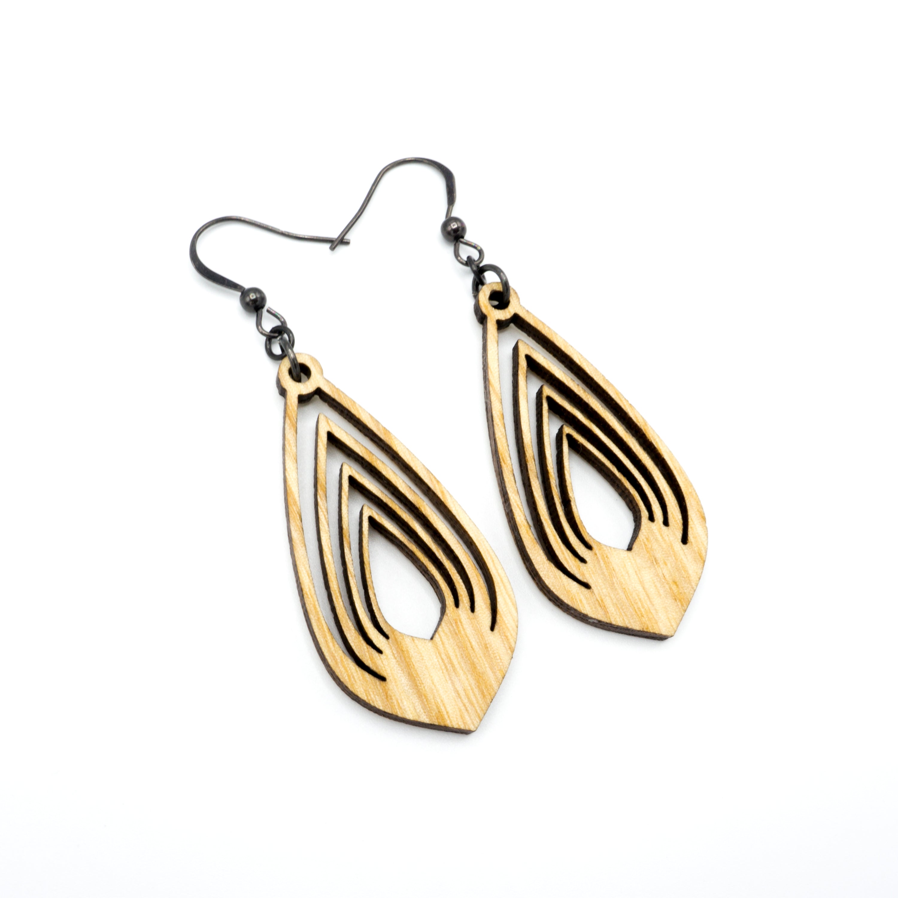 Gem Point 08 [S] Wooden Earrings - Handcrafted Ash Wood Dangle Earrings for Women | Boho Chic Jewelry for Casual Wear, Parties & Special Occasions