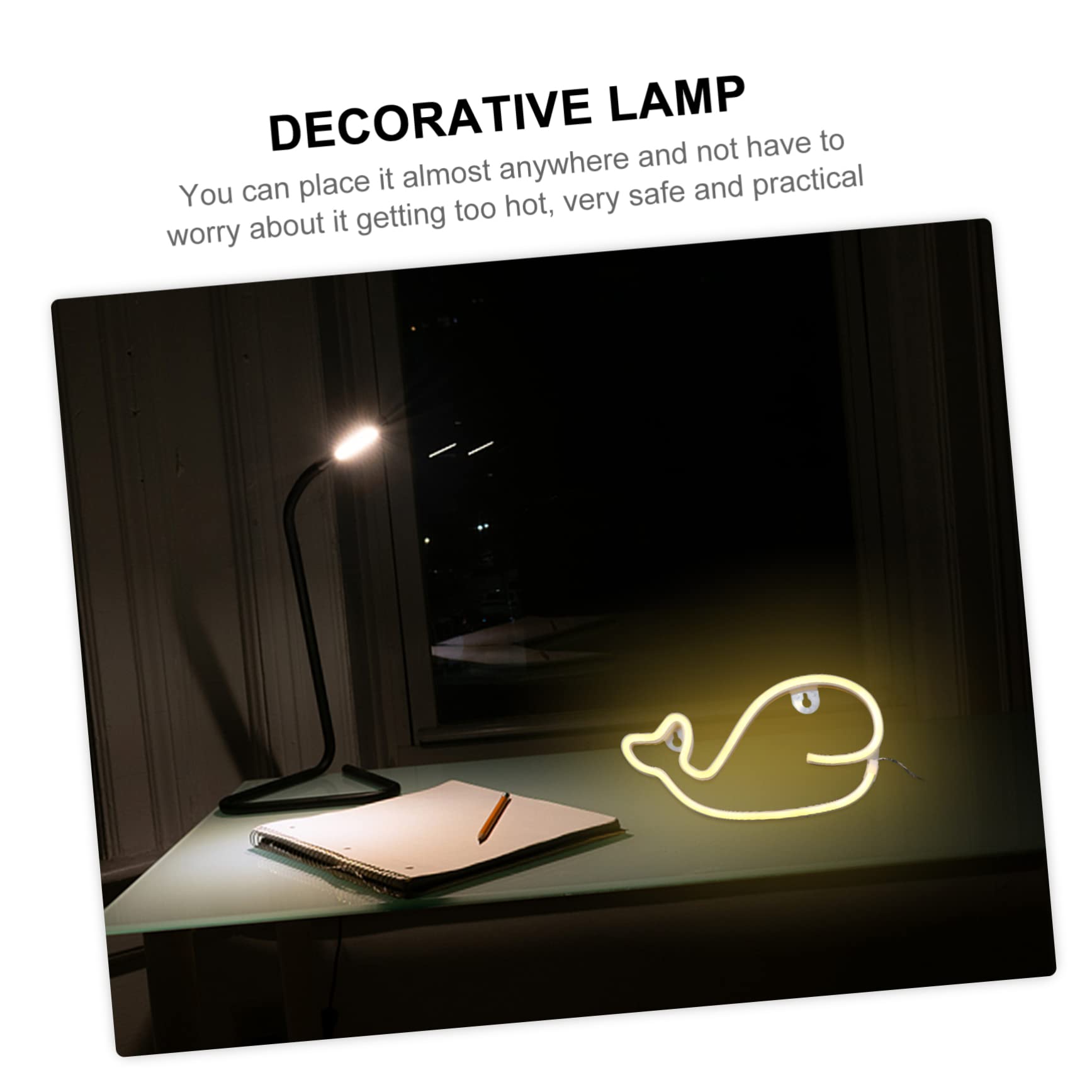 Angoily Whale Pattern Neon LED Lamp - Battery Powered Night Light for Kids Room Decor, Nursery, Bedroom & Party Decoration