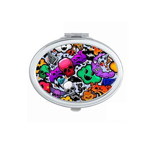 DIYthinker Graffiti Street Culture Colorful Portable Folding Mirror - Double-Sided Handheld Makeup Mirror for Travel, Home Vanity & Cosmetics (Black/Colorful Design) - Perfect for Makeup Artists, Travelers & Home Decor