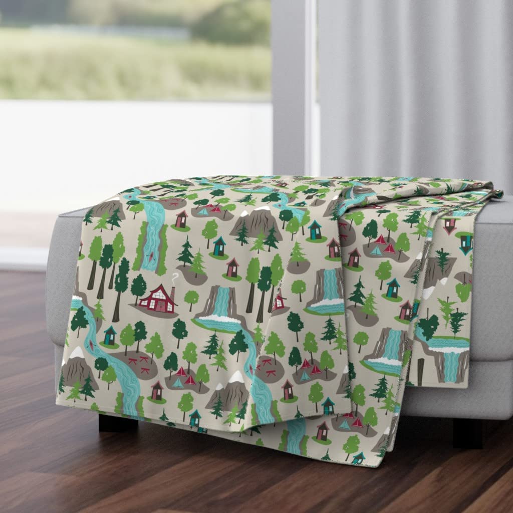 Soft Plush Minky Throw Blanket 50x70 Inches - Park Summer Woods Mountain Camping Woodland Print Cozy Blanket for Bed, Couch & Outdoor Adventures