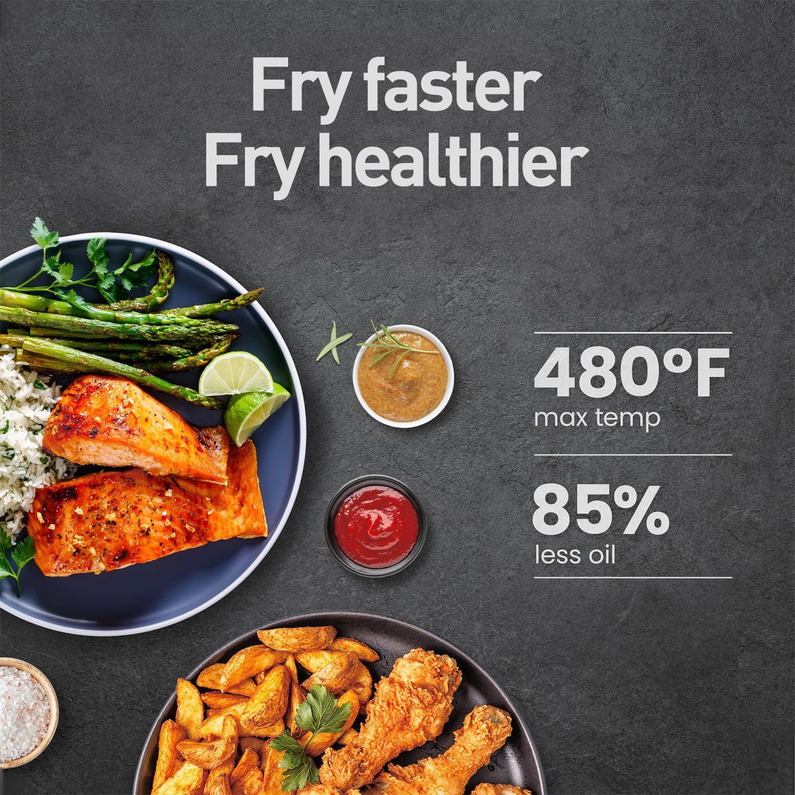 8-in-1 Extra Large Glass Air Fryer - 18 Quart Non-Toxic Healthy Cooker for Baking, Grilling, Steaming, Broiling & Roasting - Includes Glass Bowl & Accessories - Perfect for Family Dinners & Healthy Meal Prep