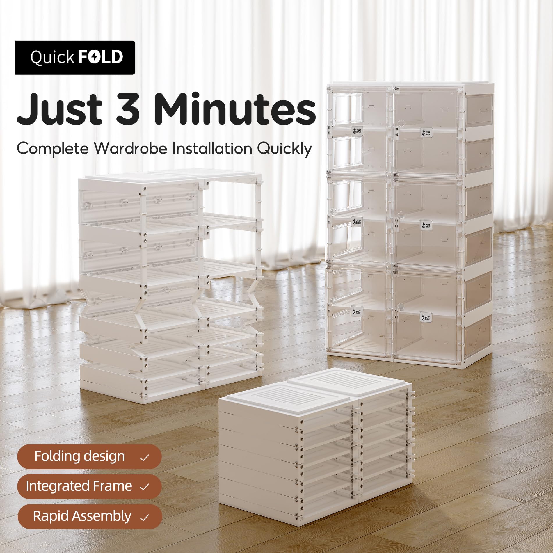 Foldable Shoe Rack Organizer - 10-Tier Stackable Plastic Shoe Storage Cabinet with Magnetic Clear Doors, Holds 20 Pairs - Space Saving Closet & Entryway Solution for Sneakers, Boots & Heels - Perfect for Small Apartments, Dorm Rooms & Mudroom Organization