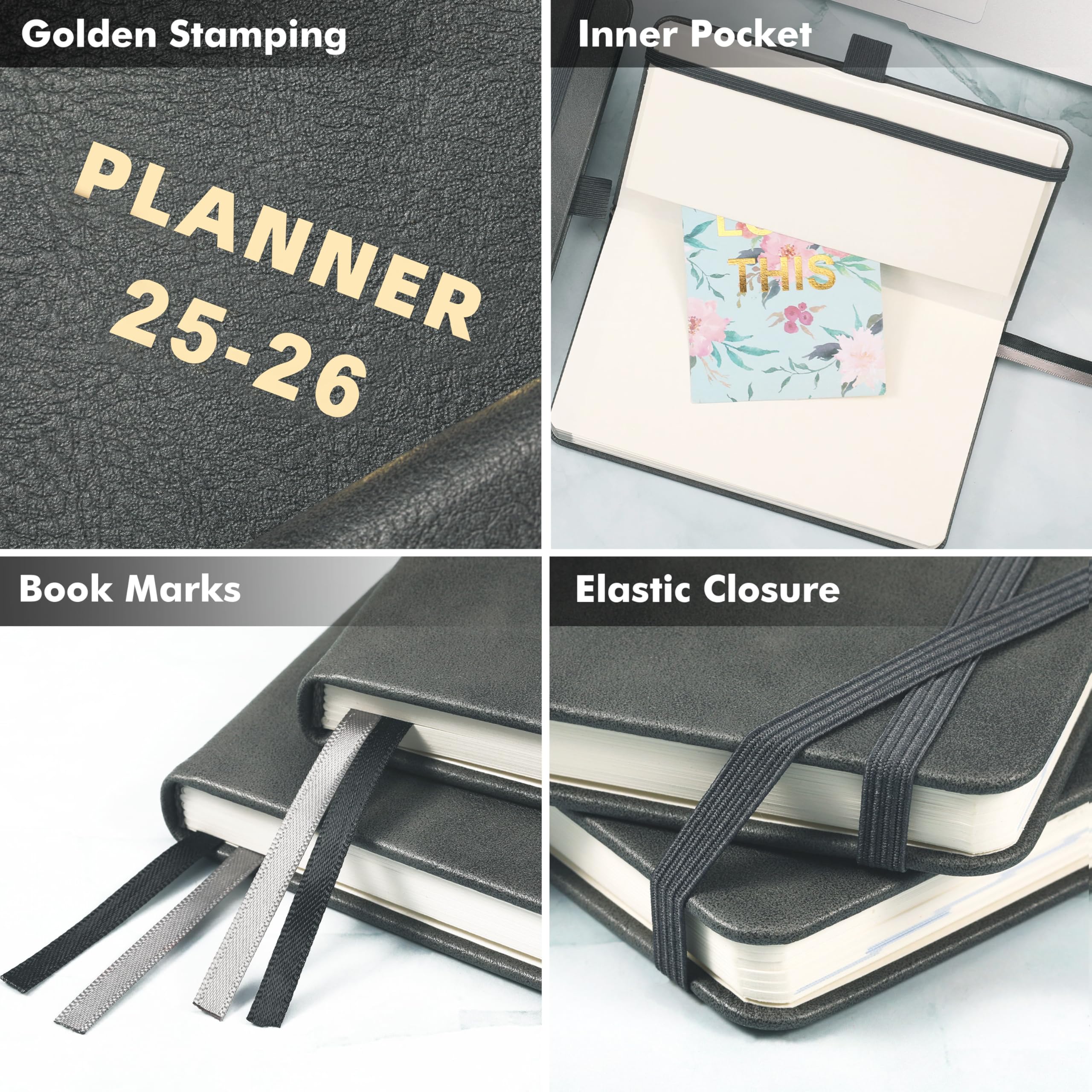 2025-2026 Leather Pocket Planner - July 2025 to June 2026 Weekly & Monthly Calendar for Purse (6.4