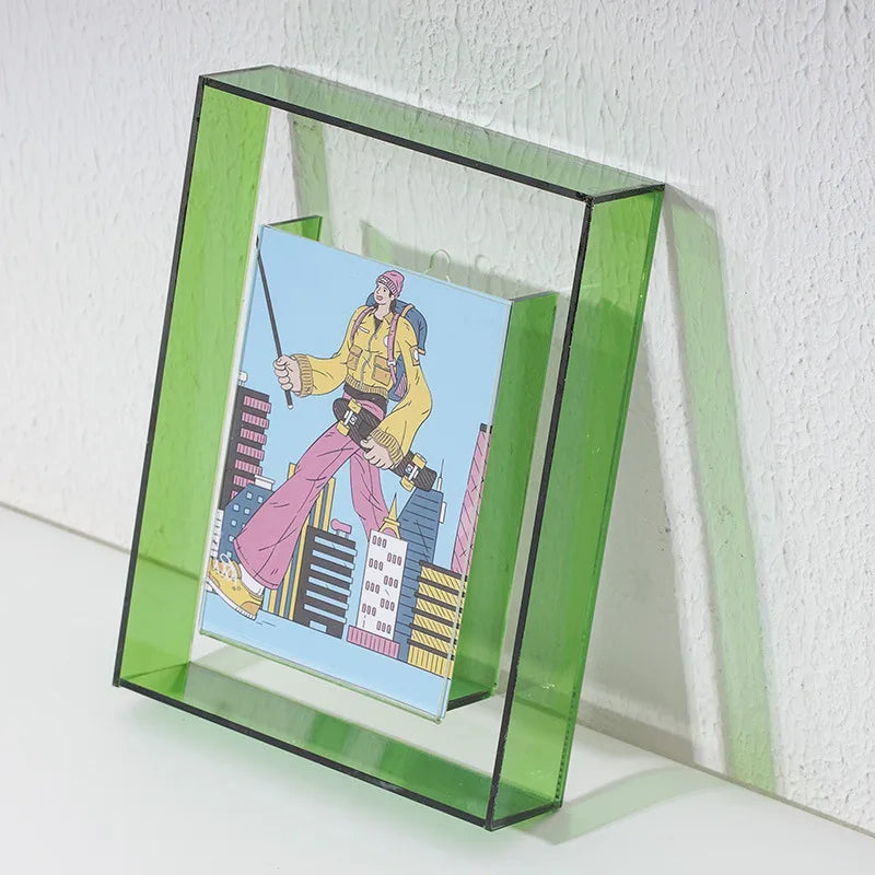 Neon Dreams Acrylic Picture Frame - Modern LED Photo Display for Wall Decor, Bedroom, Living Room & Office - Shatter-Resistant Clear Plastic Frame for 4x6, 5x7, 8x10 Photos