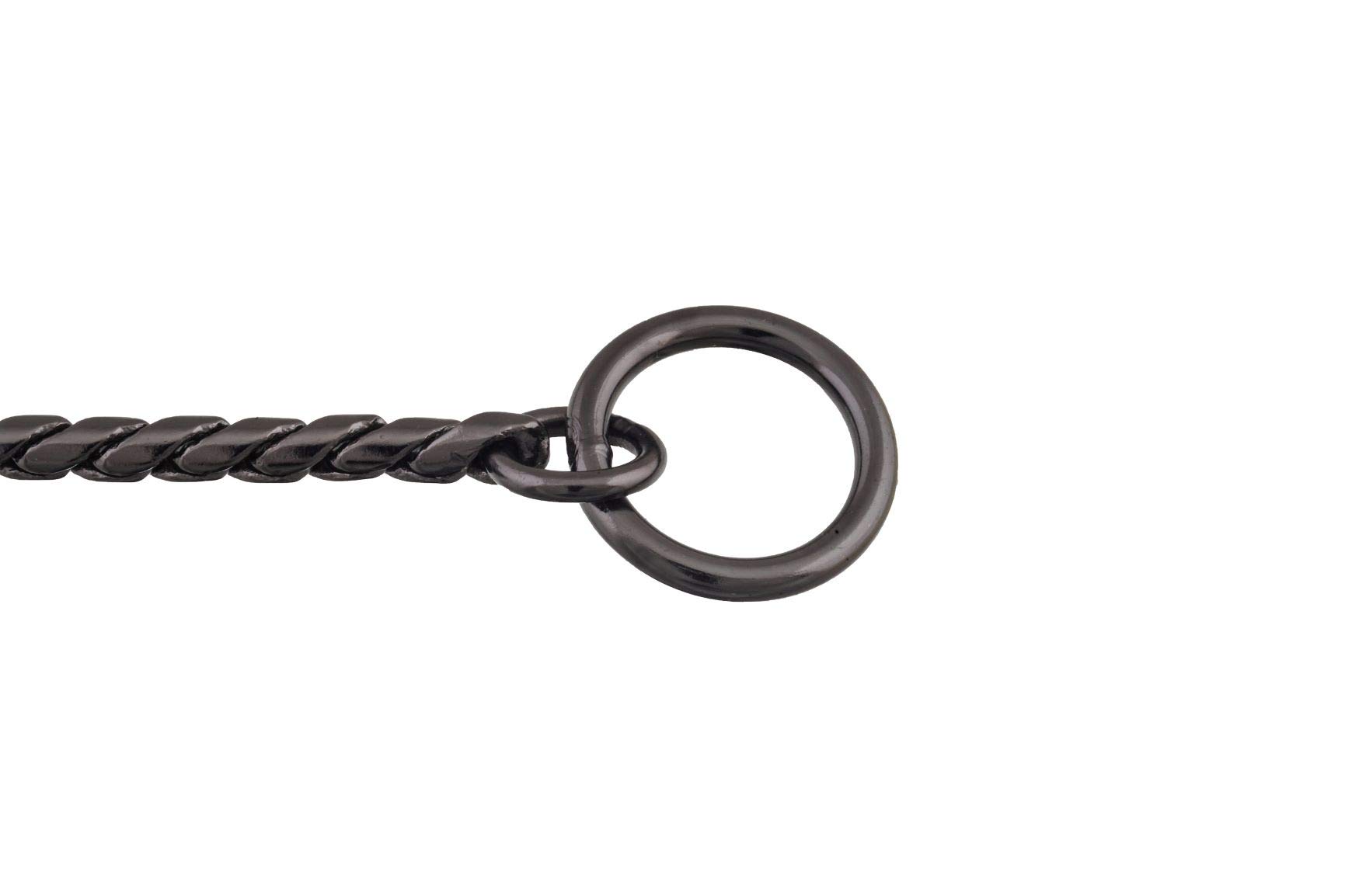 Premium Alvalley Metal Chain Dog Show Collar - Adjustable Slip Collar for Toy to XL Dogs - 5.5mm Thick Brass Snake Chain Pet Collar (Black, 24