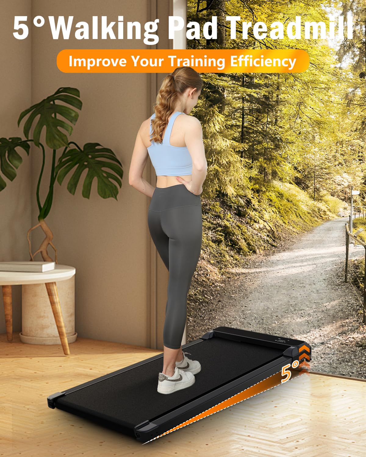 2-in-1 Under Desk Walking Pad Treadmill with Incline - Portable Walking & Jogging Machine for Home & Office Fitness - Perfect for Workouts While Working or Watching TV