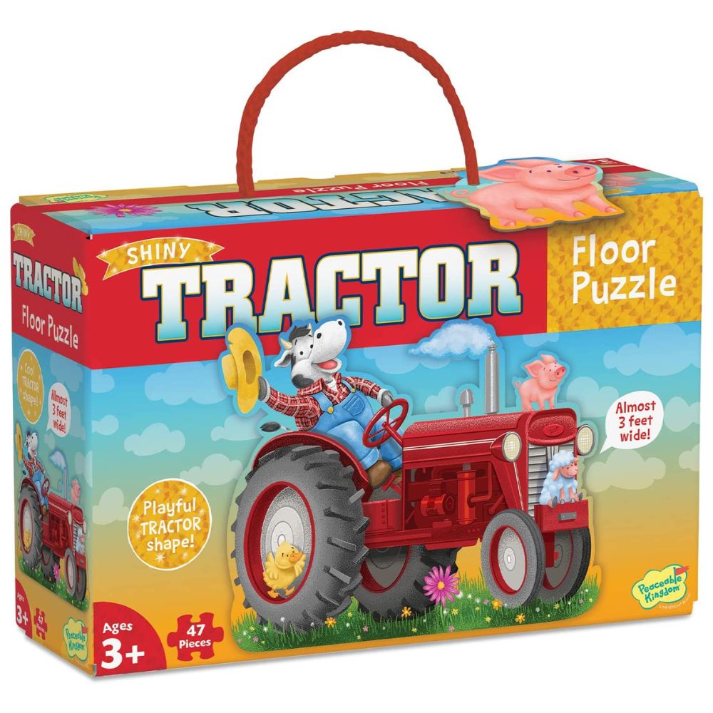 Peaceable Kingdom Shiny Tractor Floor Puzzle for Kids - 24-Piece Educational Farm Toy for Early Learning & Playtime Fun - Perfect for Preschoolers' Cognitive Development & Family Game Night