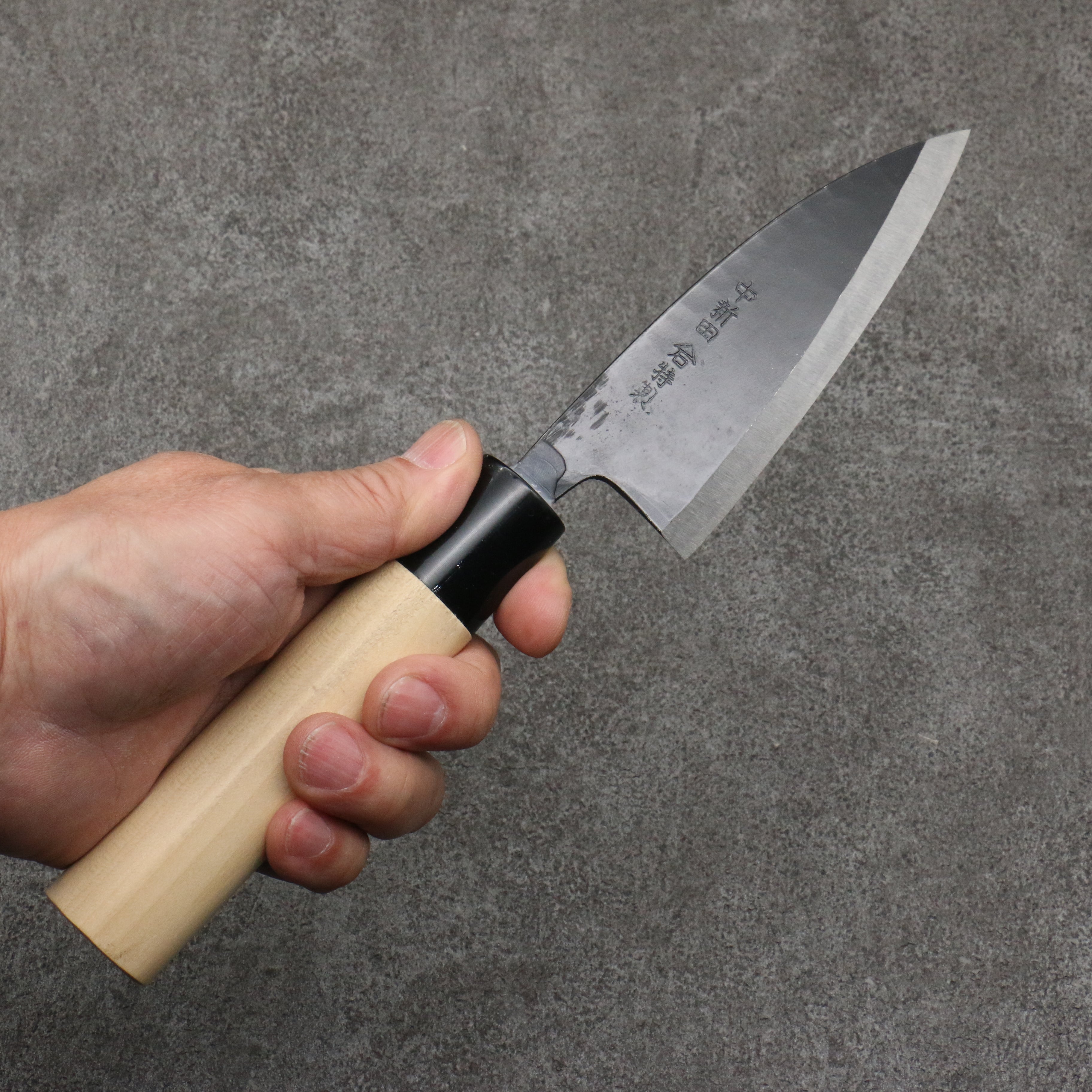 Premium Nakaniida White Steel No.2 Black Deba Knife 105mm with Magnolia Handle - Professional Japanese Kitchen Knife for Sushi, Fish Filleting & Precision Cutting