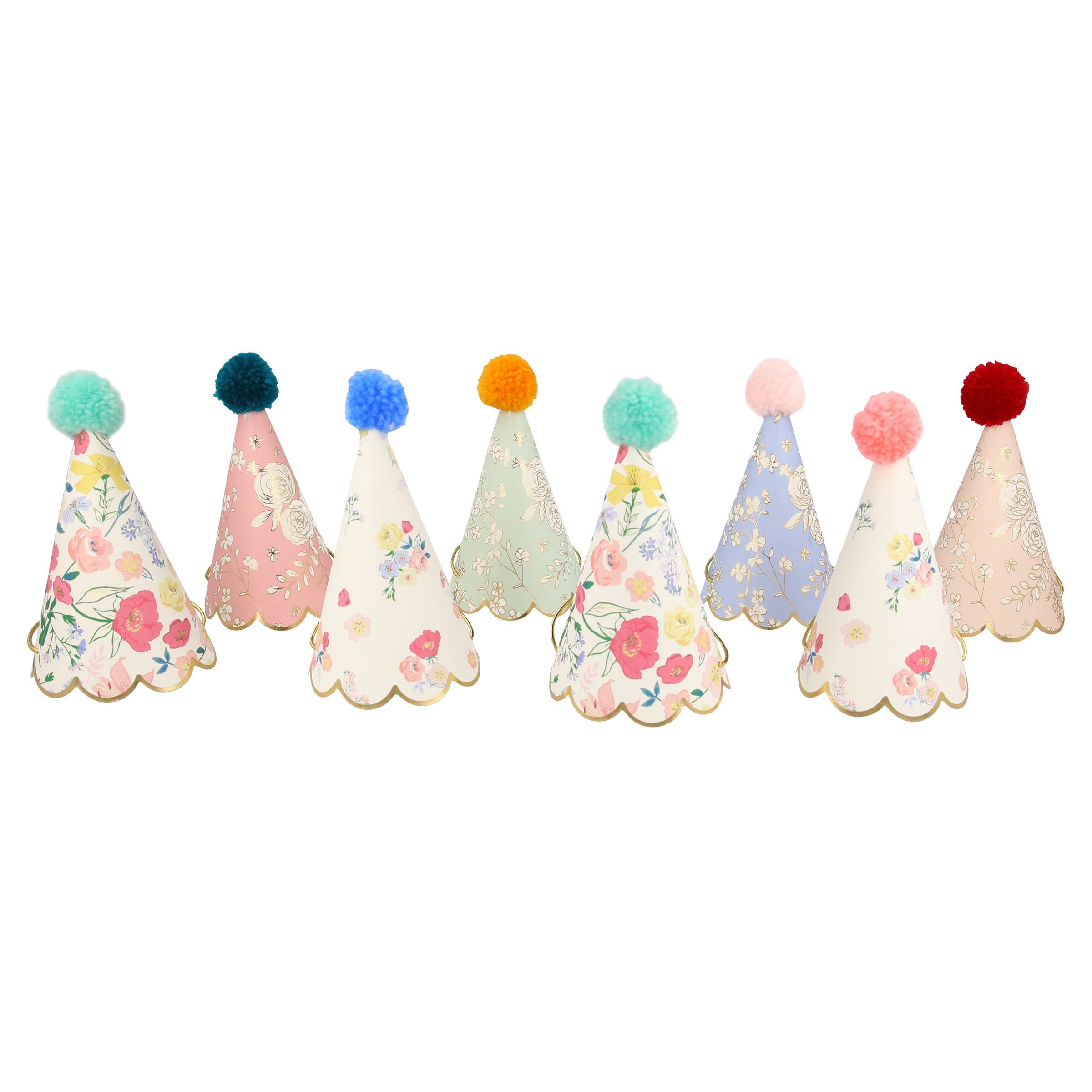 Meri Meri English Garden Party Hats for Women & Girls - Floral Tea Party Decorations - Perfect for Bridal Showers, Baby Showers & Garden Weddings