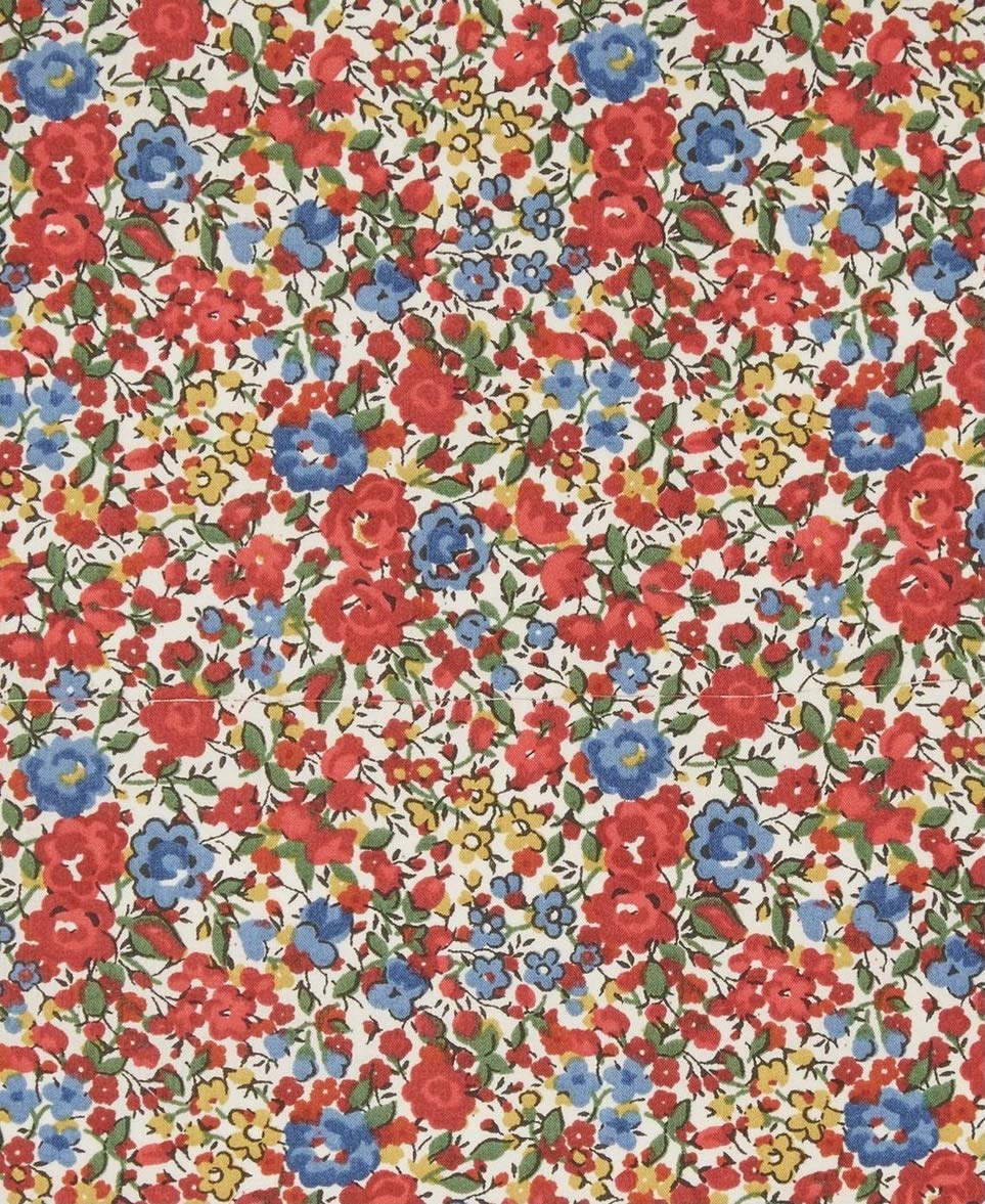 Liberty of London Floral Face Mask & Scrunchie Set for Women | Emma & Georgina Red Tana Lawn Cotton Hair Accessories | Large Pony Tail Holder | Perfect for Everyday Wear, Office & Special Occasions
