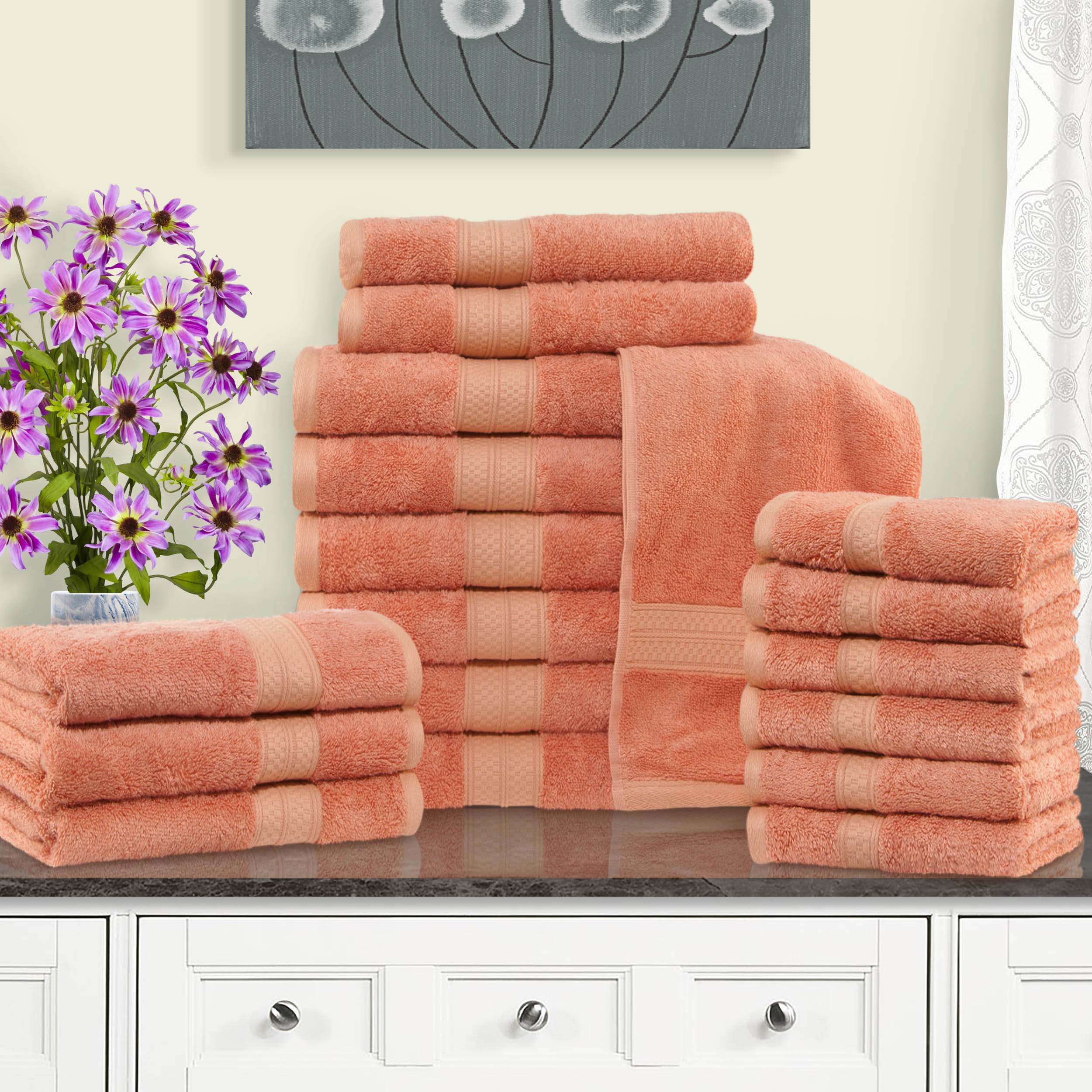 Rayon from Bamboo Blend Ultra Soft 18-Piece Towel Set | Luxury Bath & Beach Towels for Spa, Pool & Home Use