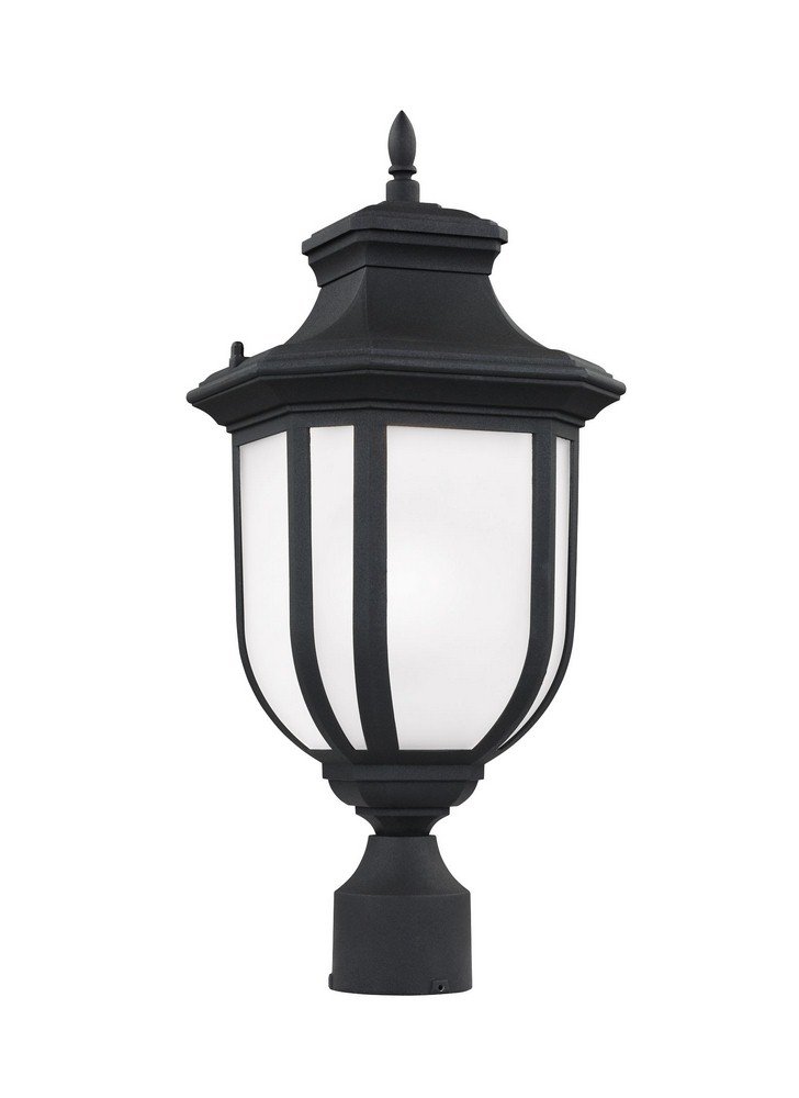 Seagull Lighting 8236301-12 Black Outdoor Post Lantern - Transitional One Light Fixture from Seagull-Childress Collection - Perfect for Porch, Garden & Pathway Lighting