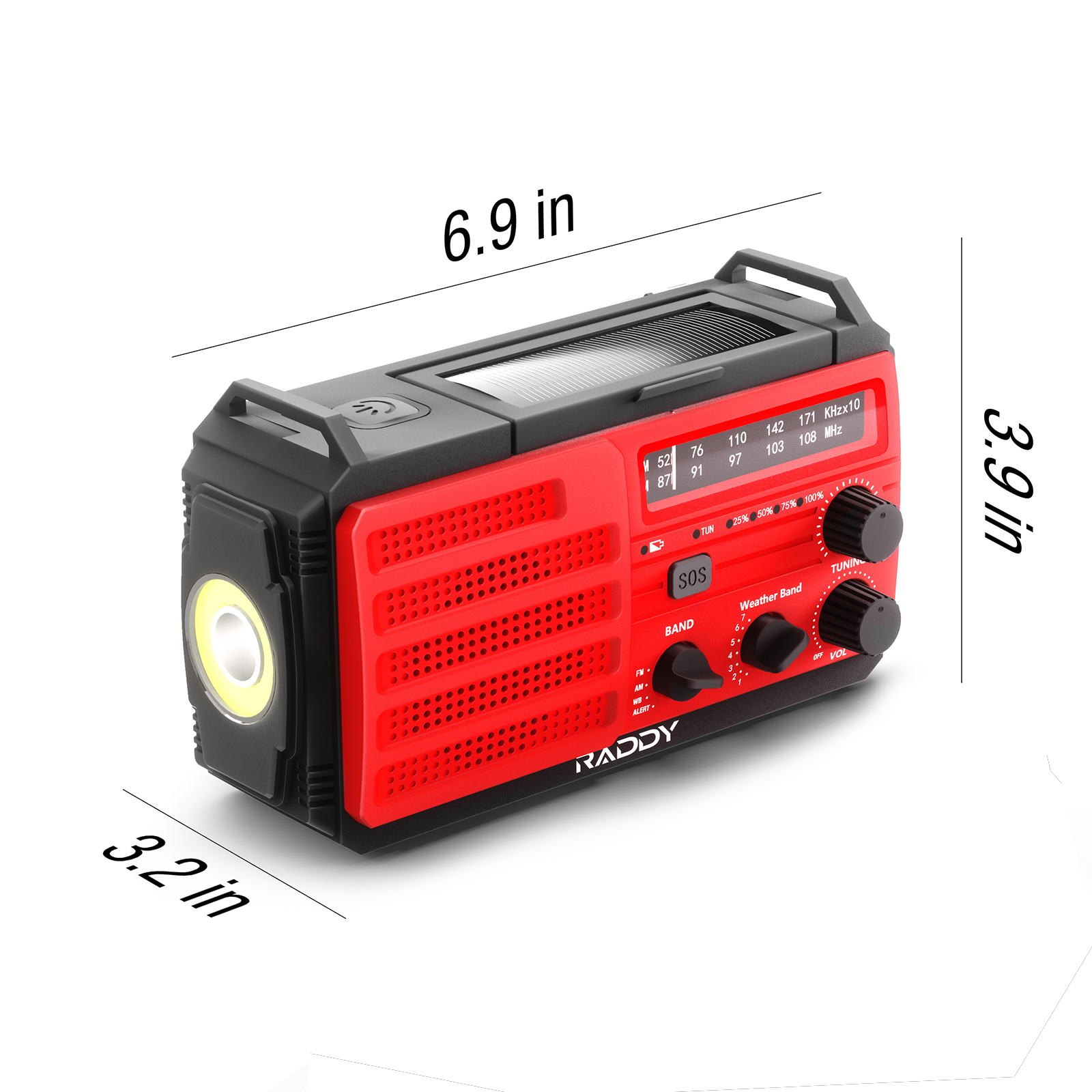 Raddy SW10 Emergency Radio - 10000mAh Power Bank, AM/FM/NOAA Weather Alert, Flashlight, SOS Alarm & Compass | Portable Survival Gear for Camping, Hiking & Power Outages