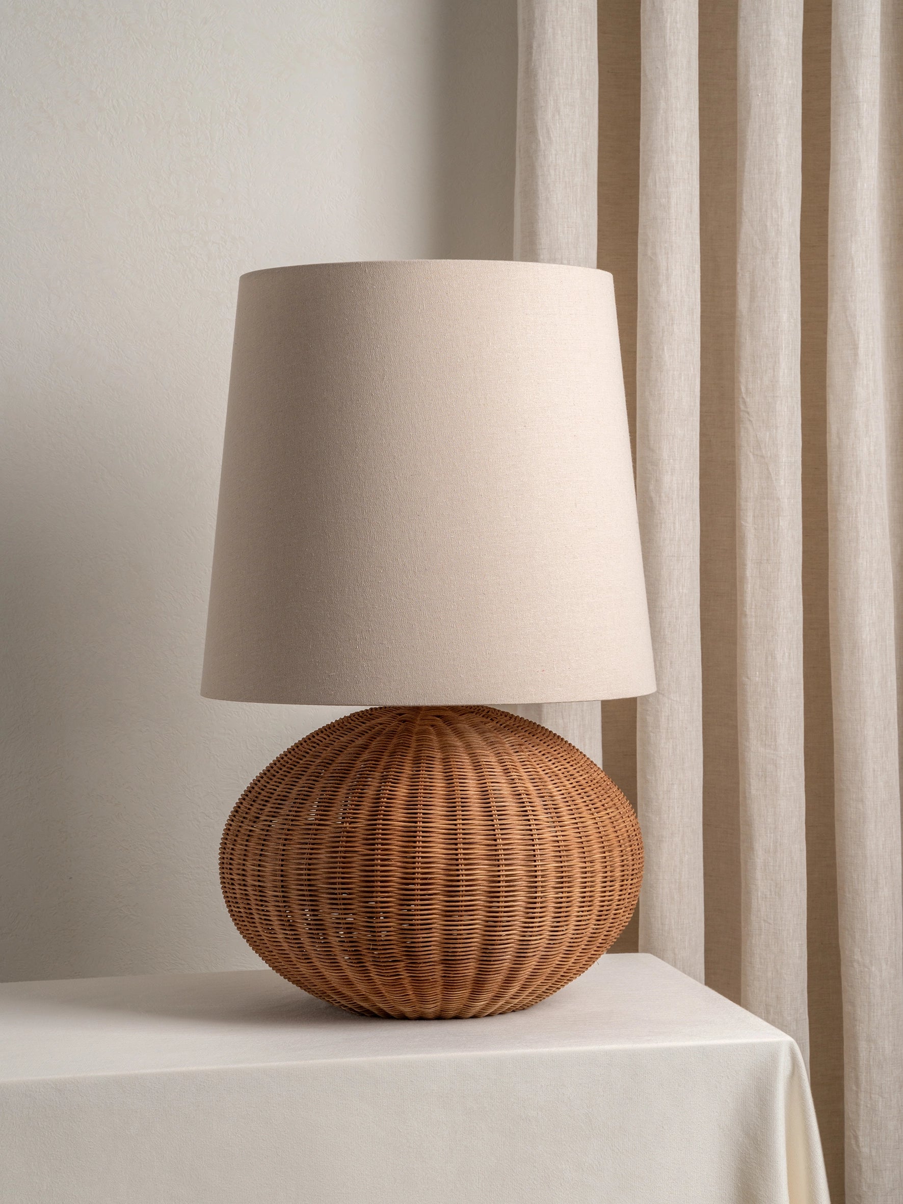 Sanvi Extra Large Rattan Globe Table Lamp - Stylish Boho Home Decor for Living Room, Bedroom, or Office Lighting