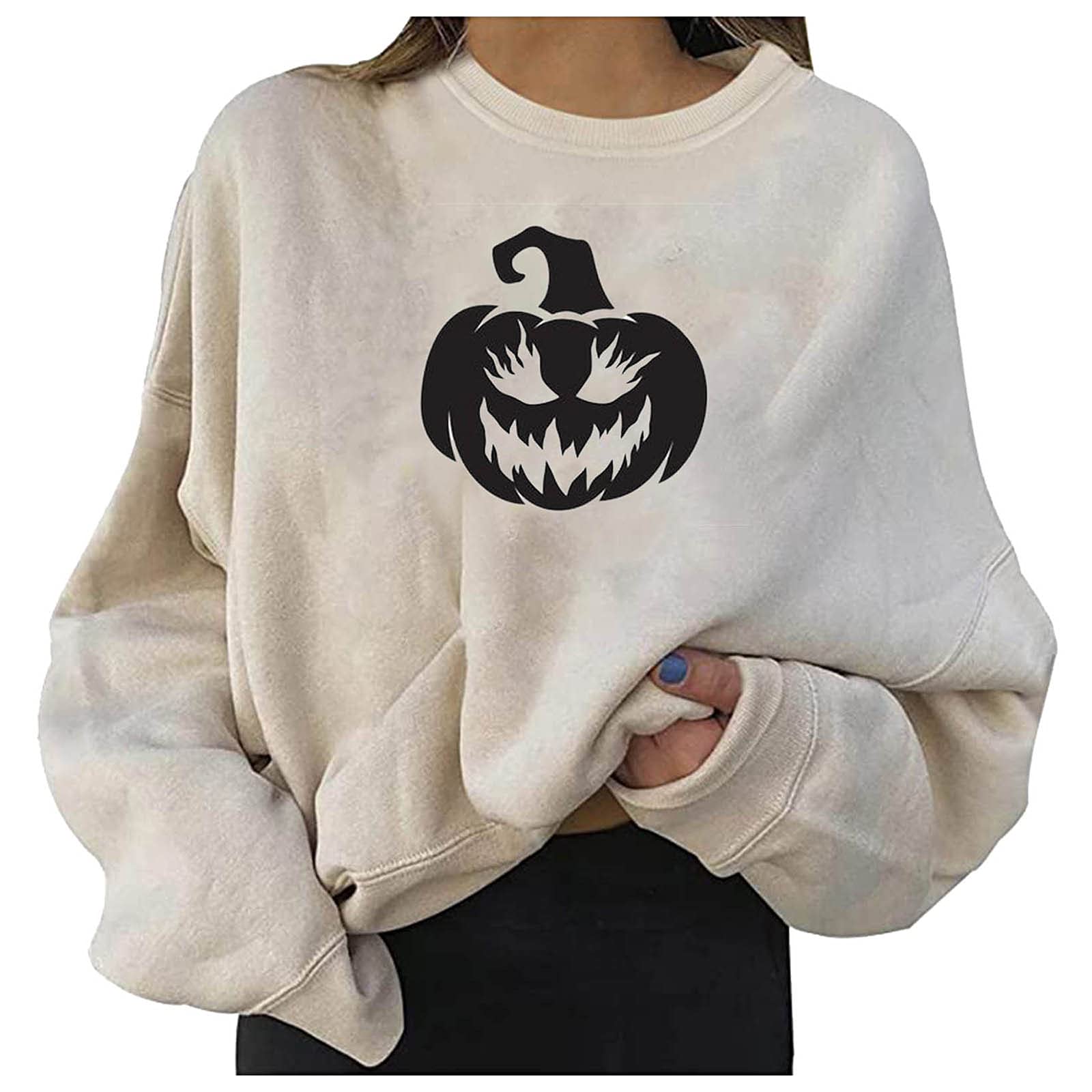 YuyuTangFu Women's Halloween Costume Blouse - Long & Short Sleeve O-Neck Printed Hoodie for Casual Wear | Perfect for Halloween Parties, Cosplay & Themed Events