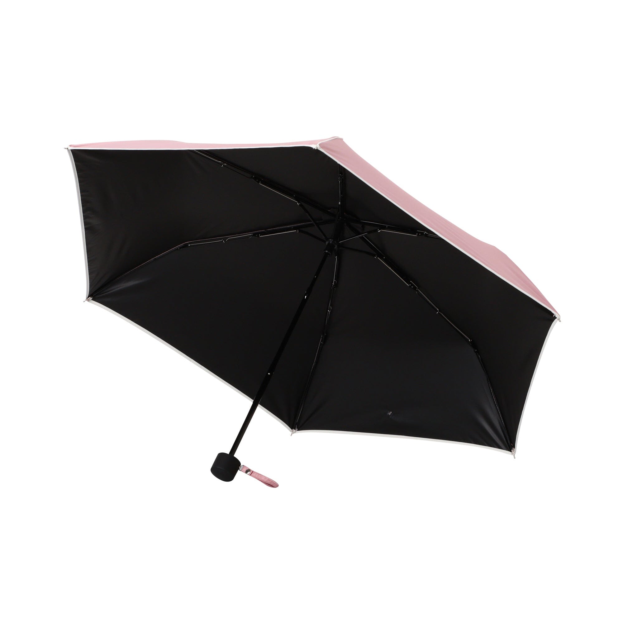 Blackout Piping Folding Umbrella - 47cm Compact Travel Umbrella in Pink - Perfect for Rainy Days, Commuting, and Outdoor Activities