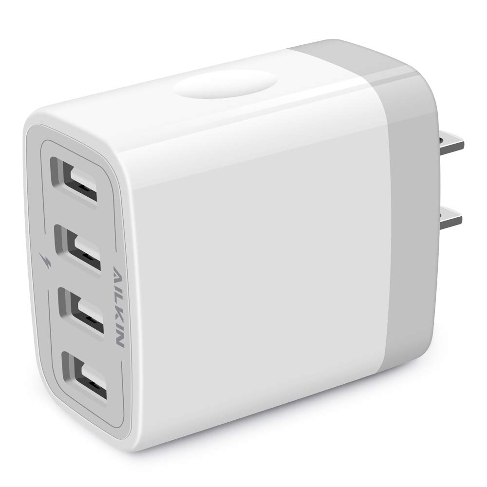 AILKIN 4.8A Fast USB Wall Charger Adapter - 2 Pack Multi Port Phone Charger Block for iPhone 15/14/13/12/11/X/8, Samsung Galaxy, Pixel, LG - Perfect for Home, Office & Travel Charging Needs