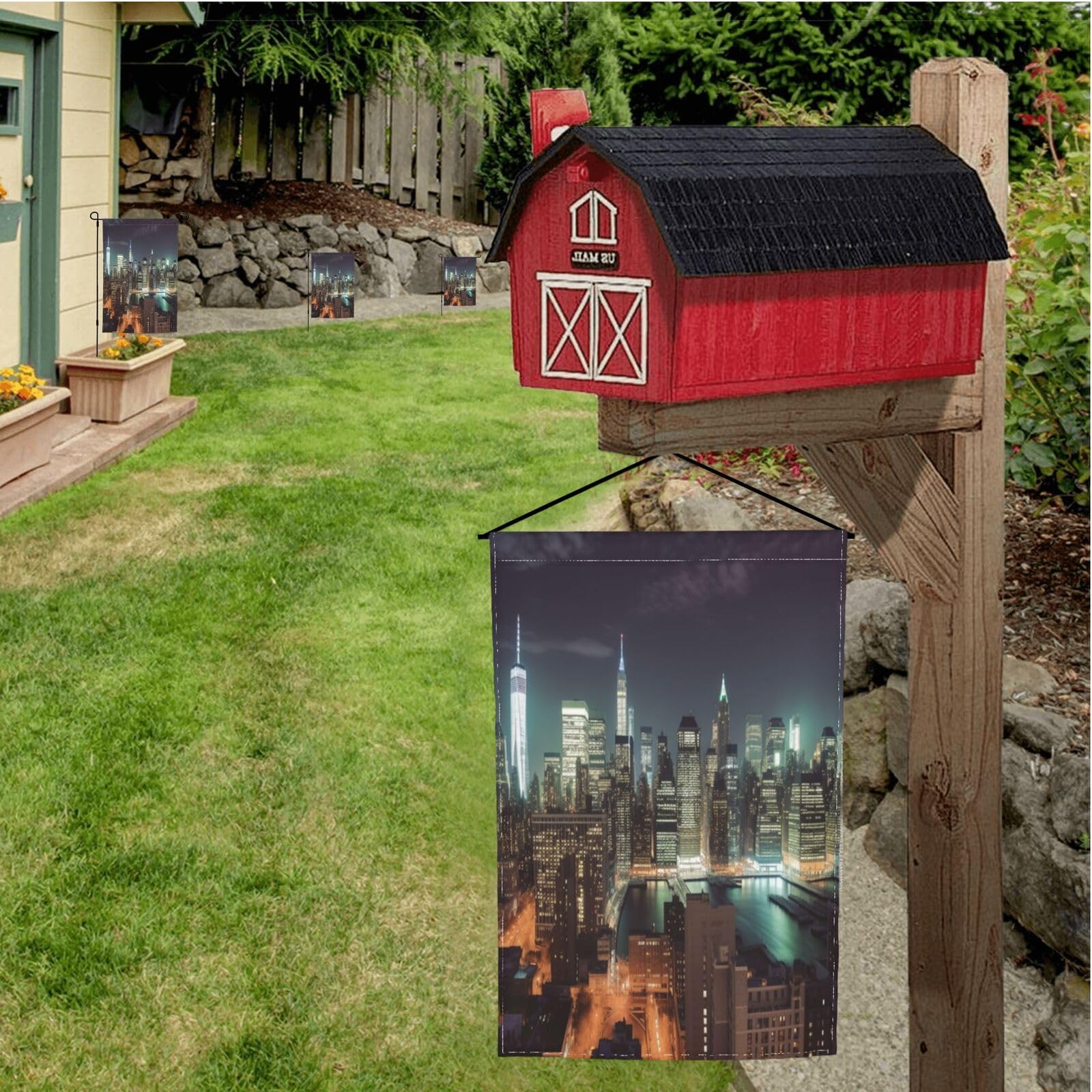 New York City Garden Flags 12x18 Inch - Double Sided Welcome Yard Flags for Outdoor Decor - All Season Weatherproof Decorative Flags for Front Yard, Porch & Garden Landscaping