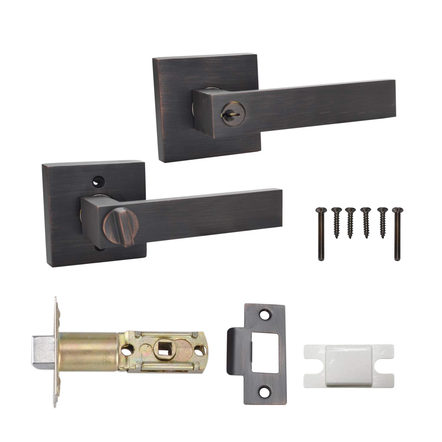 Heavy Duty Keyed Entry Lever Lock for Exterior Doors - Oil Rubbed Bronze Finish - Secure Front Entrance Door Handle - Perfect for Homes, Offices & Commercial Buildings
