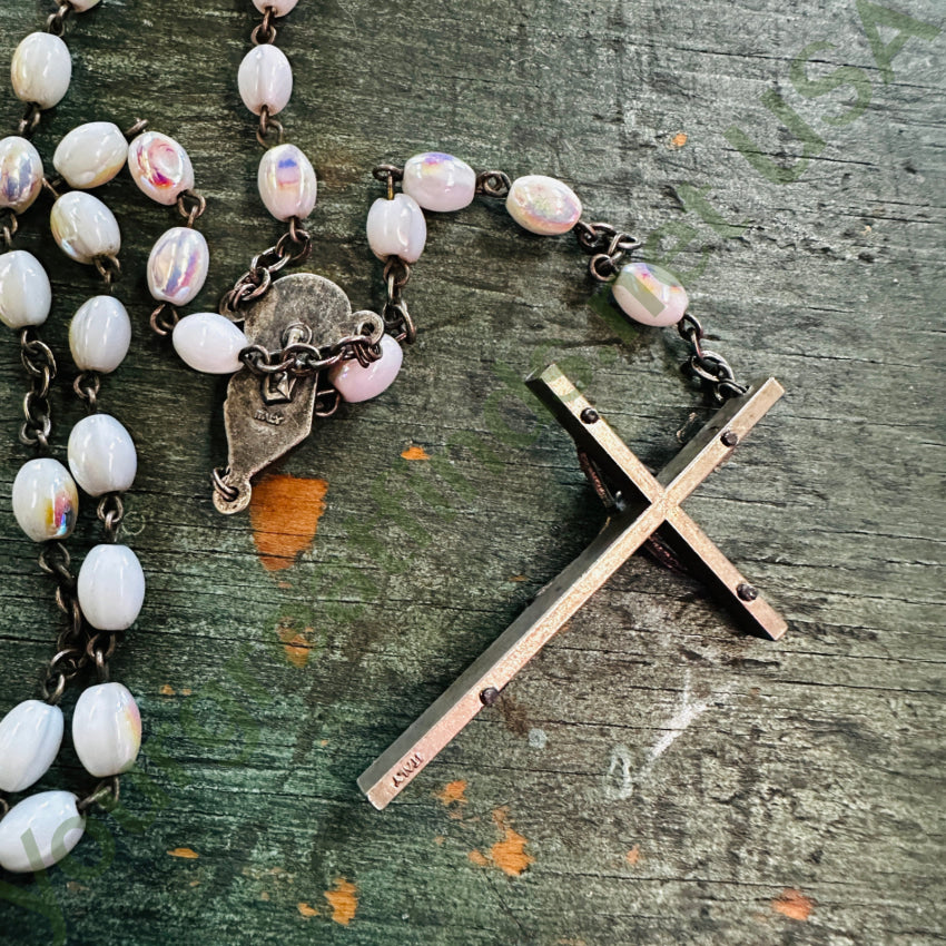 Vintage Aurora Borealis Glass Catholic Rosary Beads - Handmade Religious Jewelry for Prayer & Meditation - Perfect for Catholic Gifts, Spiritual Protection & Faith Accessories