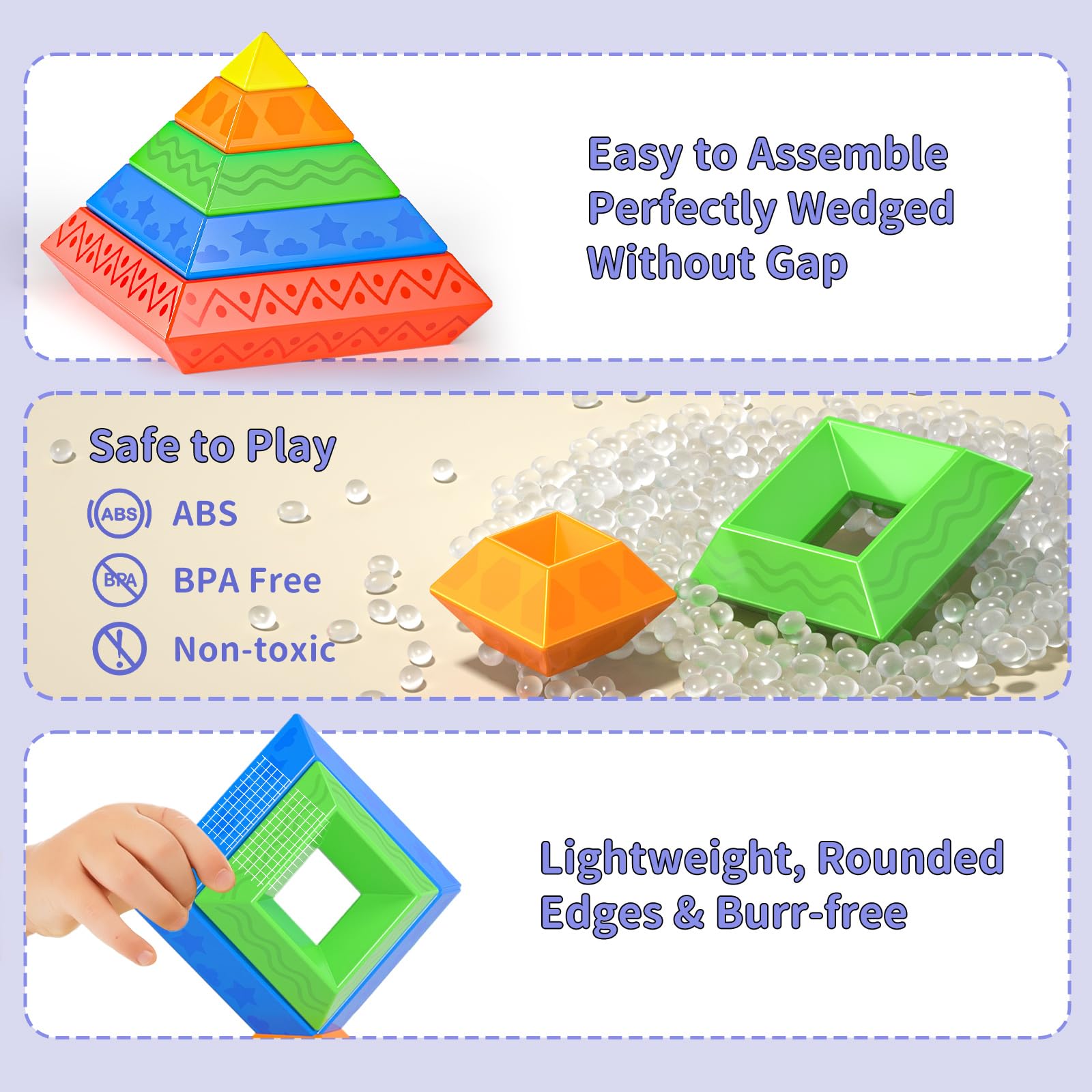 **45PCS Pyramid Stacking Blocks - STEM Educational Building Toys for Toddlers Ages 1-6, Sensory Learning Toys for Boys & Girls - Perfect for Preschool Play, Birthday Gifts & Early Childhood Development**