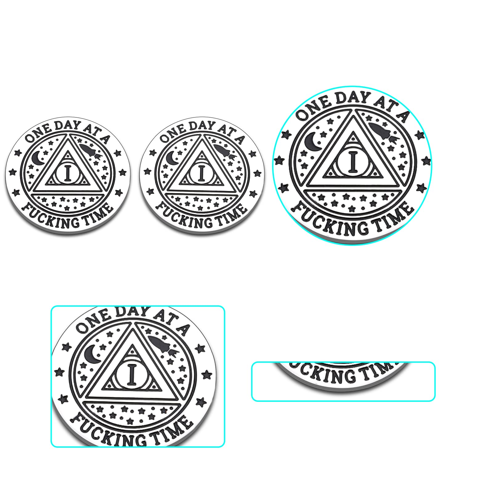 1 Year Sobriety Coin - Motivational AA Token for Men & Women in Recovery | Inspirational 'One Day at a Time' Addiction Recovery Gift | Perfect for Alcoholics, Chemo Patients & Stocking Stuffers | Encouragement Gift for Sober Living & 12-Step Programs