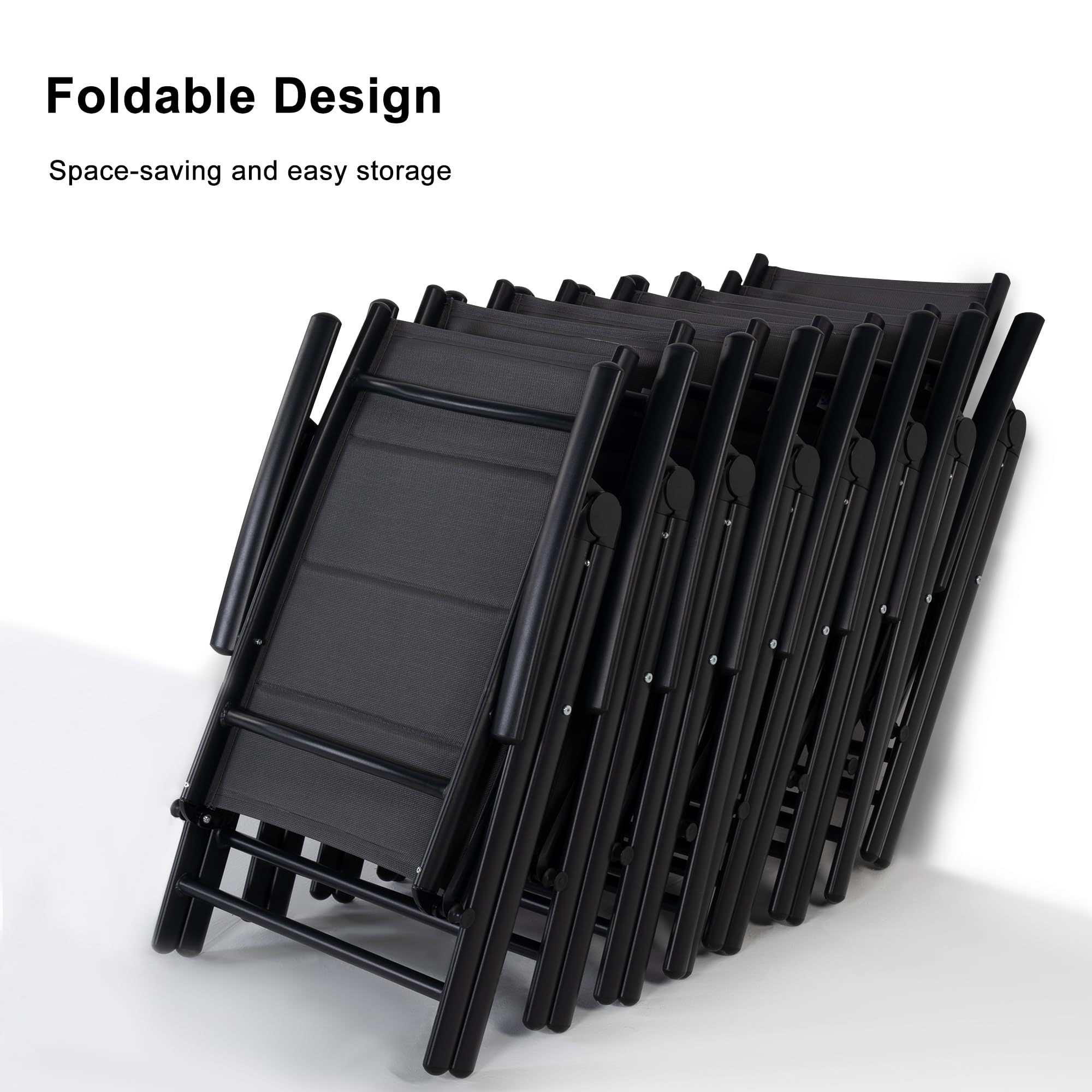 **PURPLE LEAF 16-Piece Outdoor Dining Set – 2 Large Aluminum Rectangle Patio Tables & 14 Padded Folding Lawn Chairs – Modern Black Patio Furniture for Deck, Garden, Yard – Perfect for BBQs, Parties & Outdoor Entertaining**