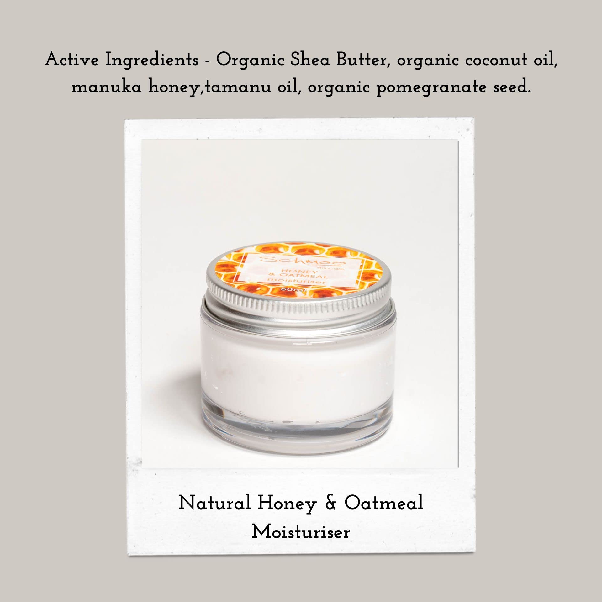 Organic Honey & Oatmeal Moisturizer 50ml - Natural Skincare for Dry & Sensitive Skin - Hydrating Face Cream with Honey & Oats - Perfect for Daily Moisturizing & Nighttime Skincare Routine