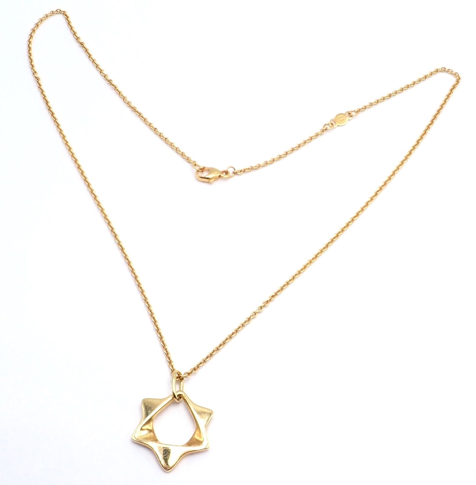 Authentic Georg Jensen 18k Yellow Gold Star of David Pendant Necklace - Elegant Jewish Jewelry for Hanukkah, Bar Mitzvah & Special Occasions