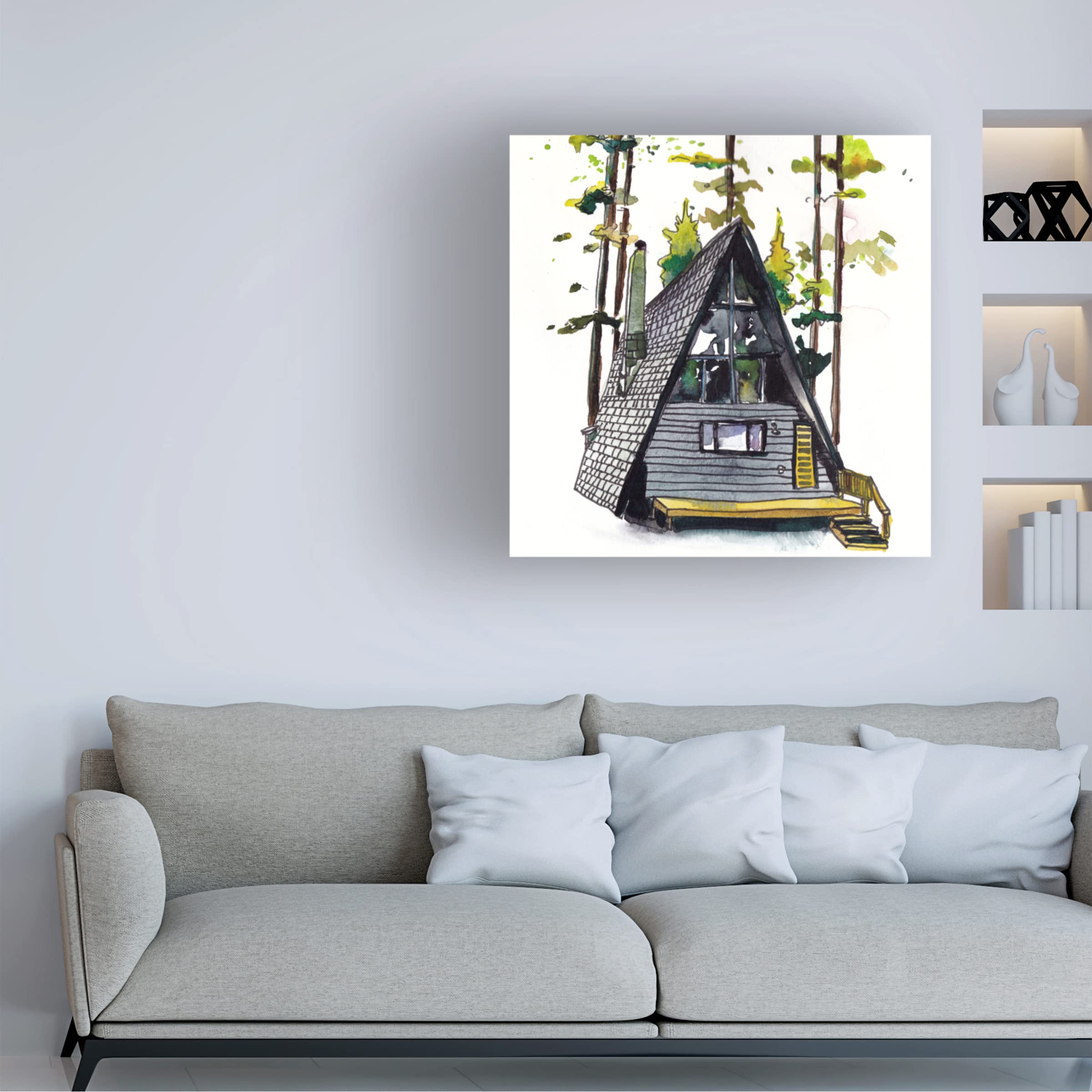 Paul McCreery 'Rad Cabin II' Canvas Wall Art Print - Modern Nature Landscape Painting for Living Room, Bedroom & Office Decor