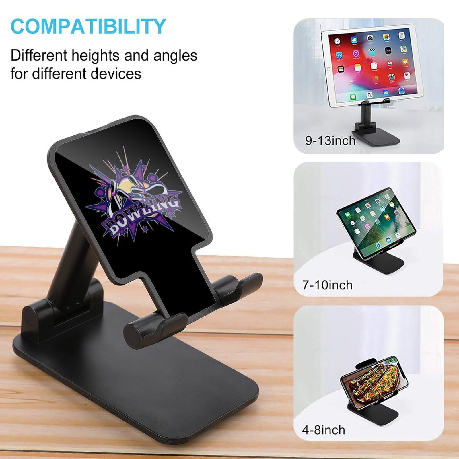 Foldable Bowling Ball Phone Stand Holder - Universal Compatible with All Smartphones for Desk, Office, and Home Use